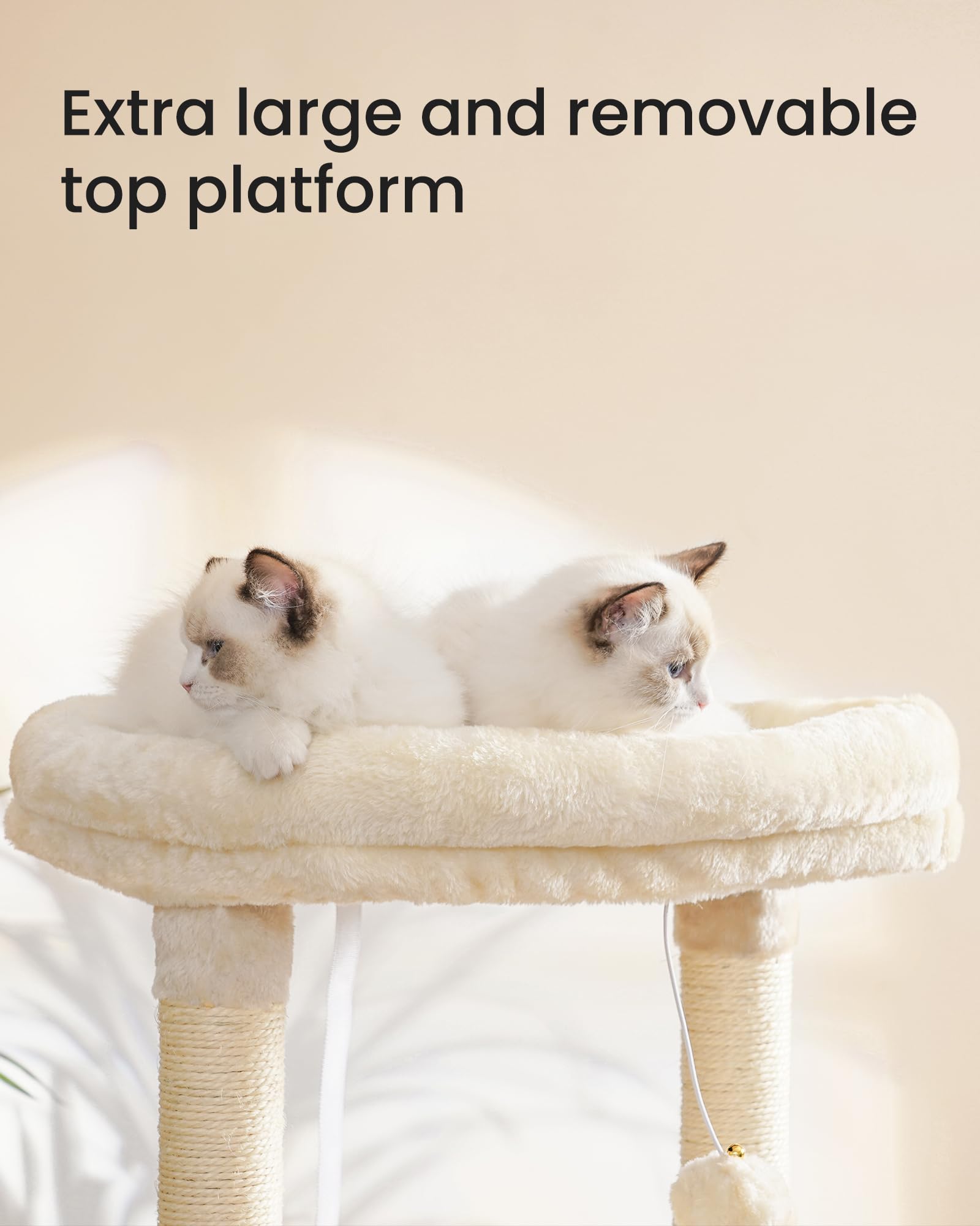 Hey-brother Large Cat Tree, Cat Tower for Indoor Cats, Cat House with Padded Bed, Cozy Condo, Hammocks, Sisal Scratching Posts,