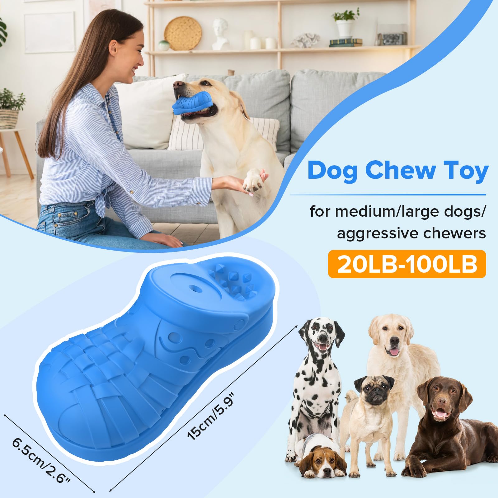 Dog Toys For Aggressive Chewers, Indestructible Dog Toys For Large Dogs, Dog Toy To Keep Them Busy,Tough Natural Rubber Interact