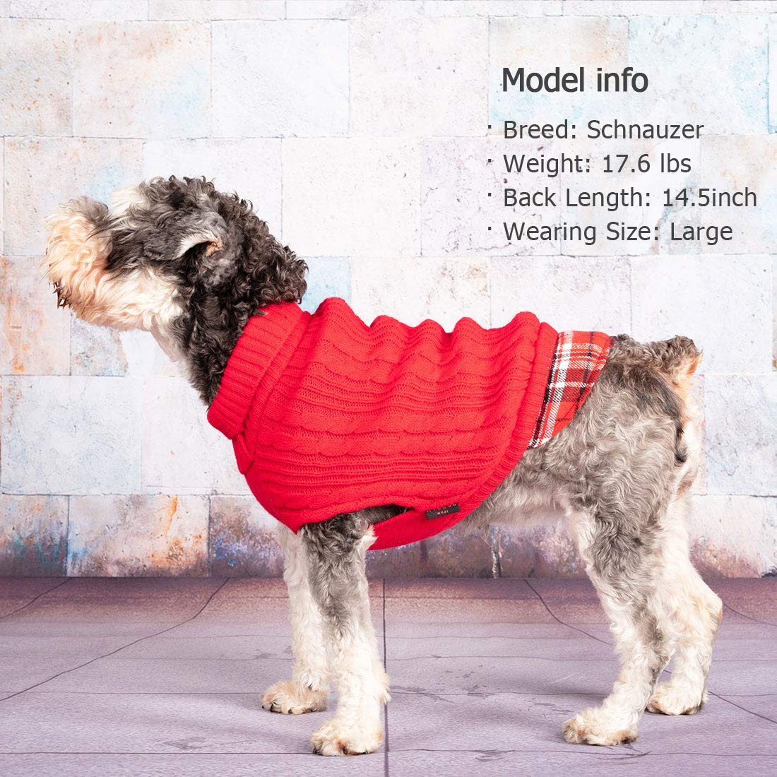Kyeese Dog Sweater For Medium Dog Turtleneck Cable Knit Pullover Warm Pet Sweater With Leash Hole