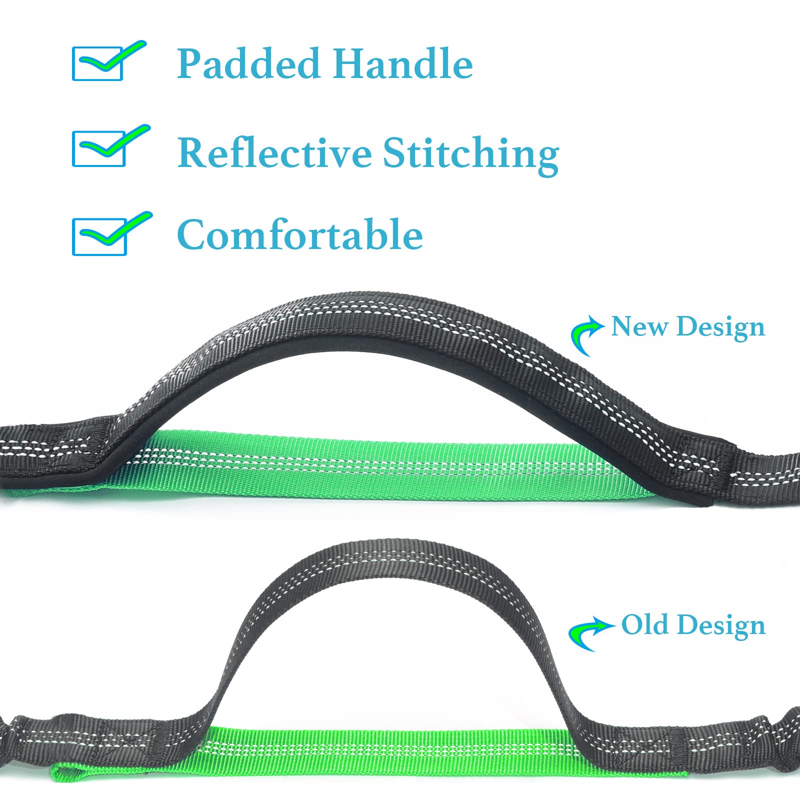 Iyopets Hands Free Dog Leash For Running, Walking, Hiking, Durable Dual-Handle Bungee Leash With Reflective Stitching And An Adj