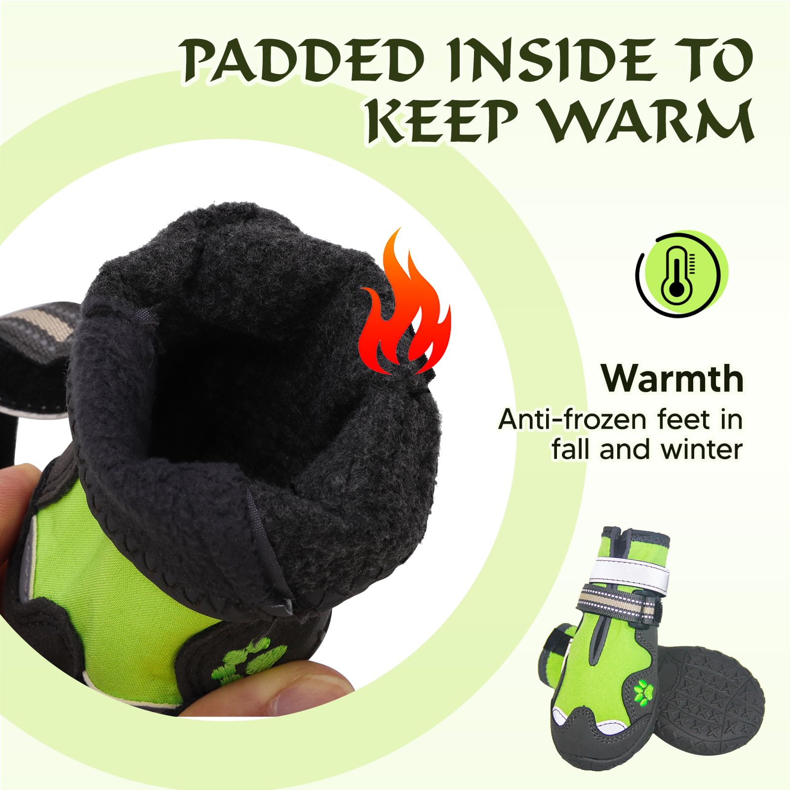 Dog Shoes, FISHOAKY Dog Shoes for Small Dogs, Anti Slip Dog Boots & Paw Protectors for Winter Snowy and Summer Hot Pavement, 4 P