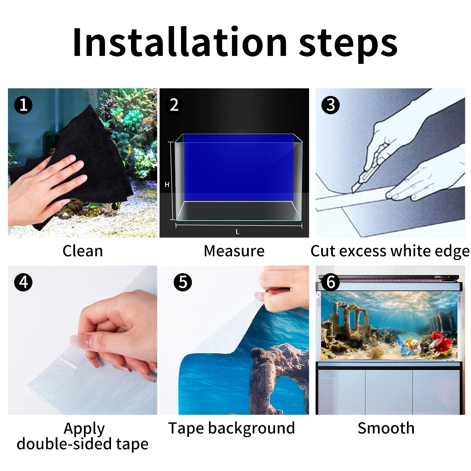 COMSUN 3 Pack Aquarium Background, 36x18 inches Polyester Aquarium Background, Cloth Fish Tank Background, Undersea Ruins Floor