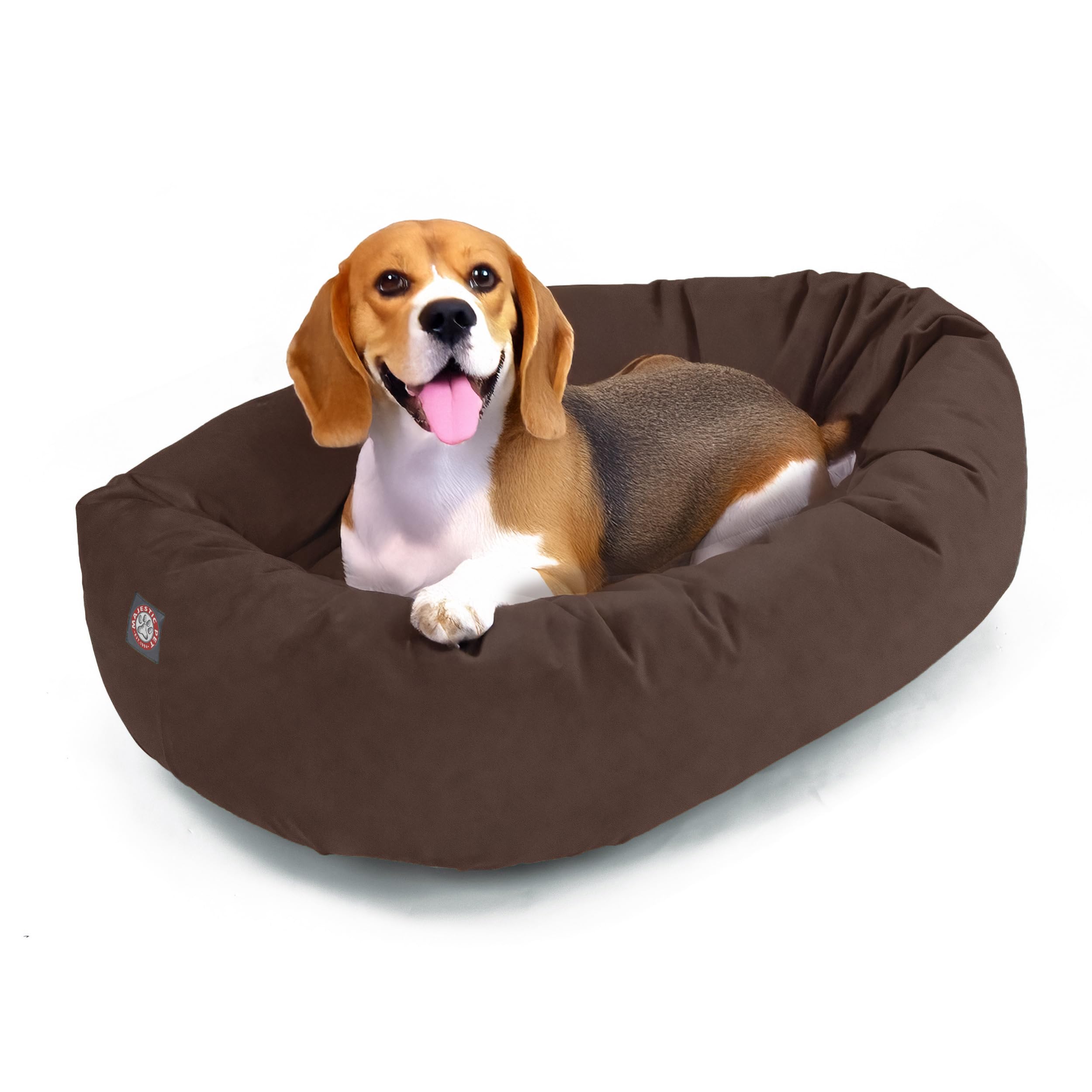 Majestic Pet 32 Inch Suede Shredded Memory Foam Mix Calming Medium Dog Bed Washable 32x23x7 (Inch) - Cozy Soft Round Donut Dog B