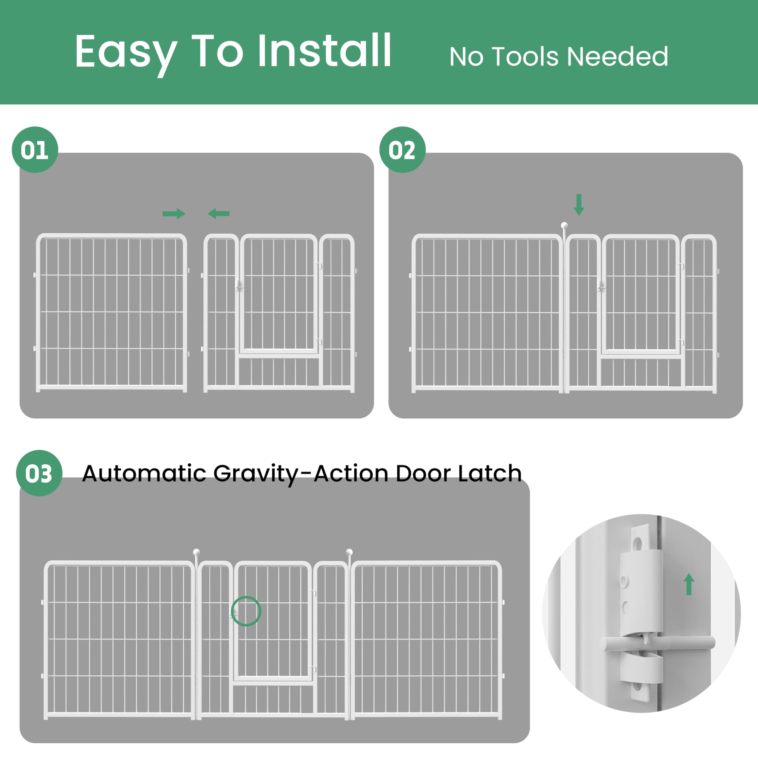 Simple Deluxe Dog Playpen, 24 Height 8 Panels Fence with Anti-Rust Coating, Metal Heavy Portable Foldable Dog Pen for Small/Medi