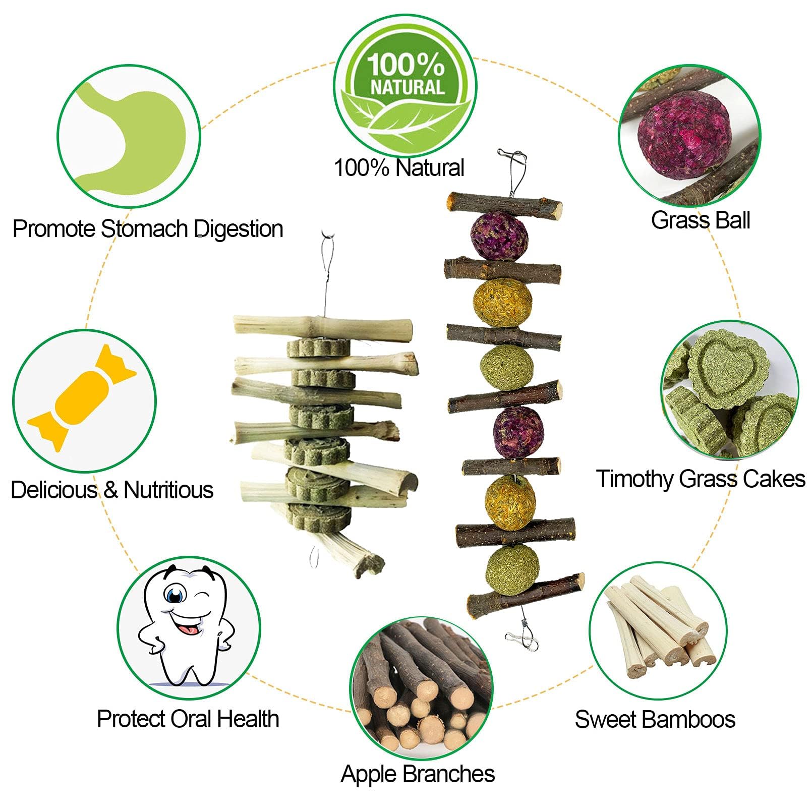 kathson Bunny Chew Toys for Teeth Grinding, Rabbit Wooden Scratch Board Feet Pad Platform Small Animals Play Toy for Guinea Pigs