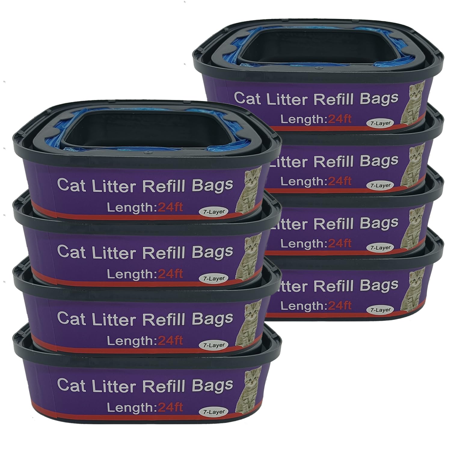 8 Pack Cat Litter Refill Bags Cartridge Compatible With Genie Cat Litter Standard And Plus Pails