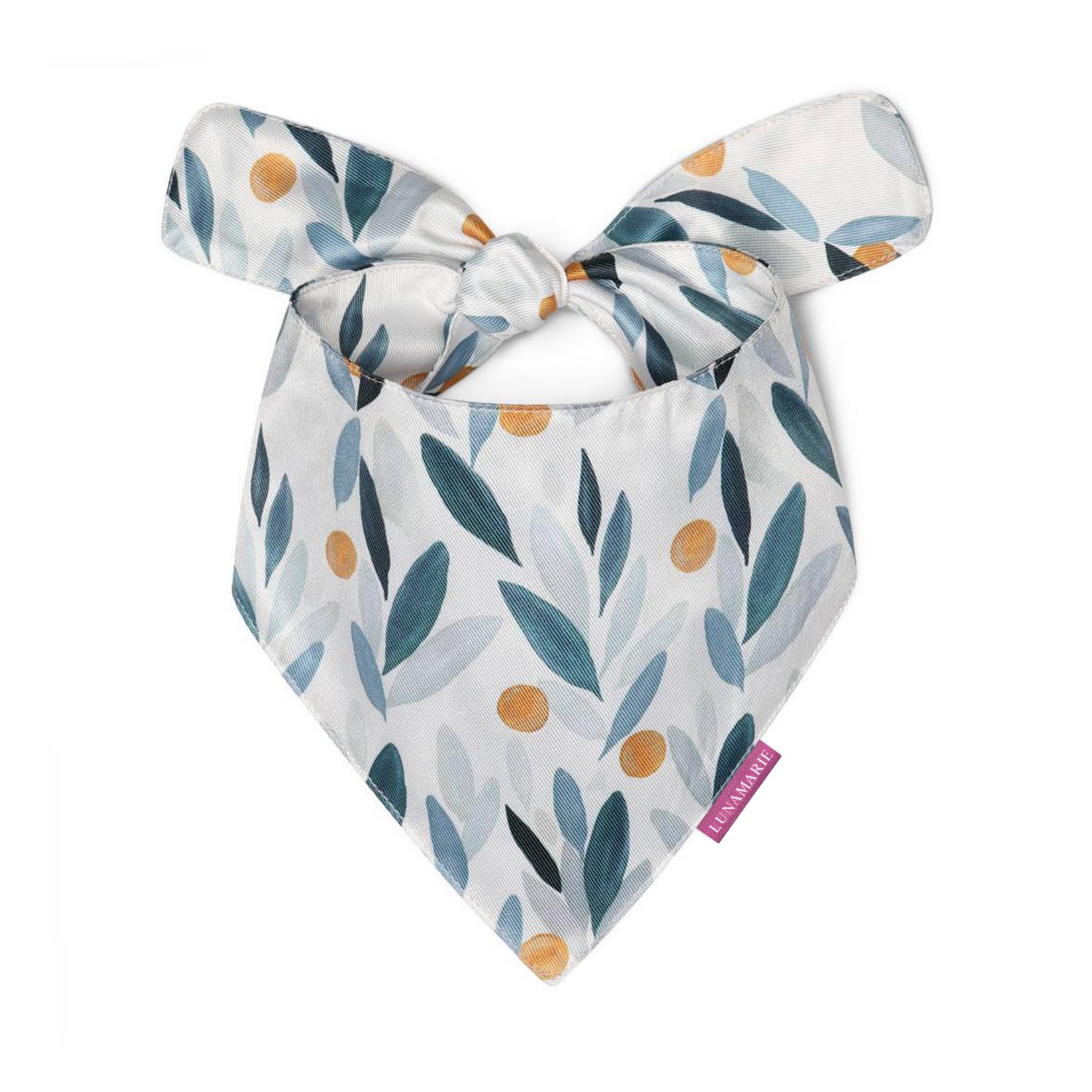 Lunamarie - Luxury Pet Birthday Bandanas -Premium & Silky Poly Fabric | 100% Handmade | Custom Shape Dual Layered (Green/Orange 