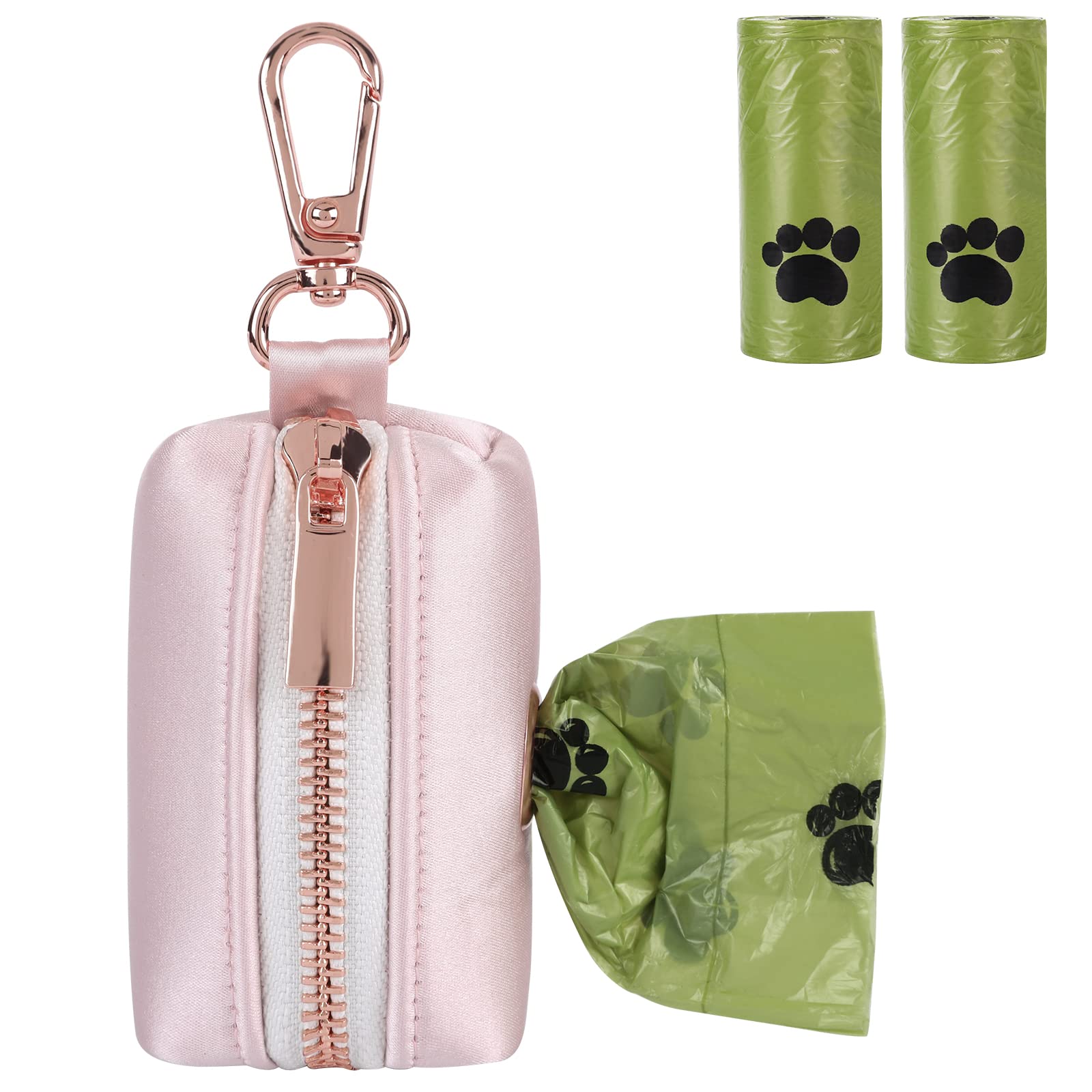 Lionet Paws Cute Dog Poop Bag Holder For Leash, Silk Bag Dispenser, Matching Collar
