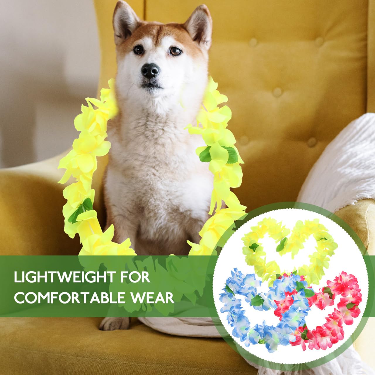 Hawaiian Costume For Dogs-Cat Neck Ornament, Party Costume Dog -Artificial Hawaiian Flower Garland For Pets, Hawaiian Theme Flow