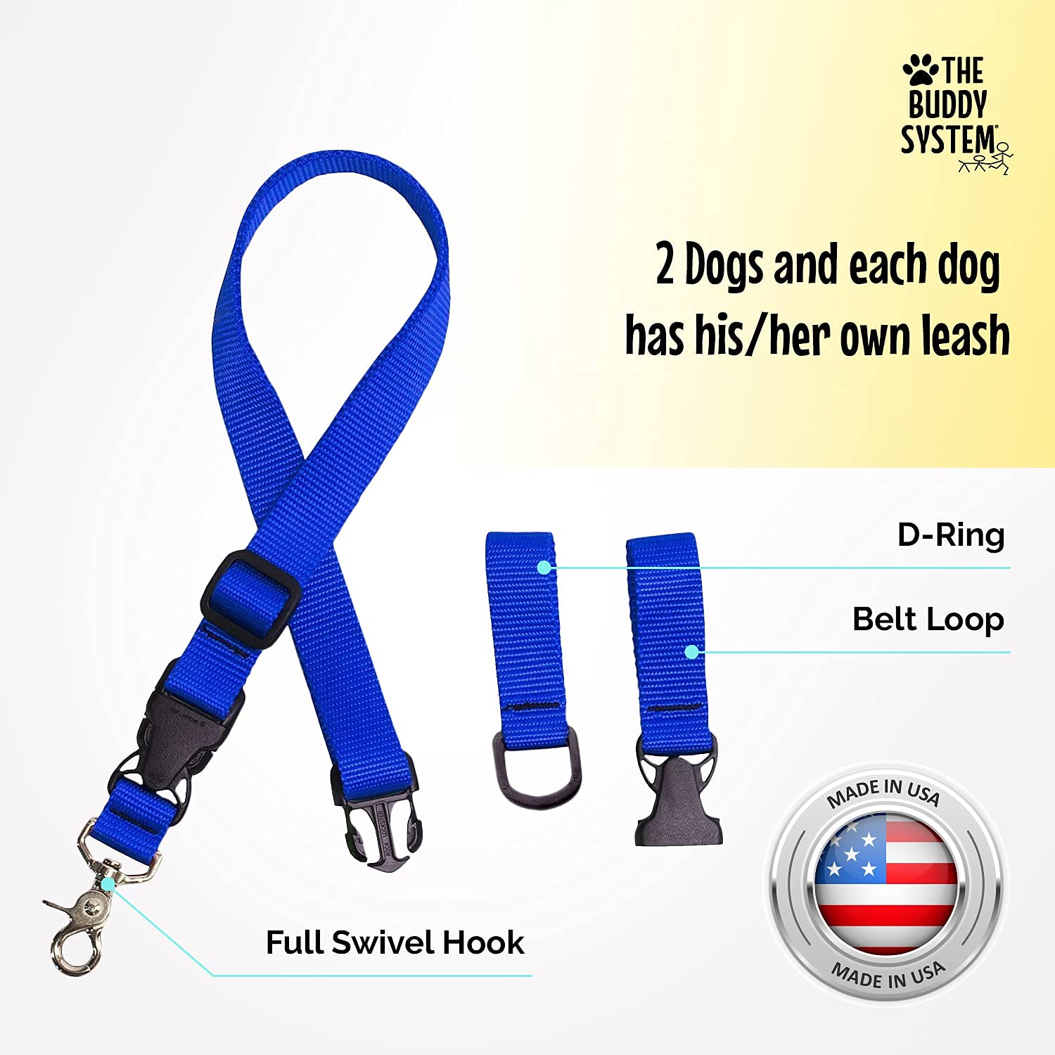 The Buddy System Accessories For Our Dog Leashes Made In Usa (Extra Buddy, Regular Dog Blue)