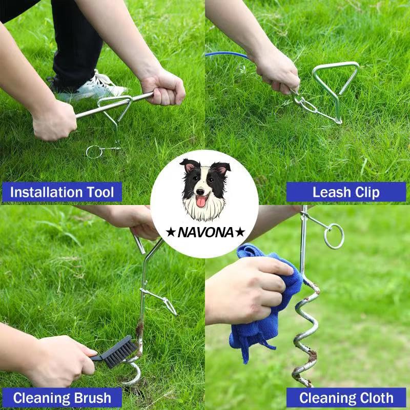 6 Pcs Dog Tie Out Cable And Stake, 23Ft Dog Leads For Yard Heavy Duty, 16'' Dogs Tie Out Stake For Yard, Lawn Beach, Camping, Su