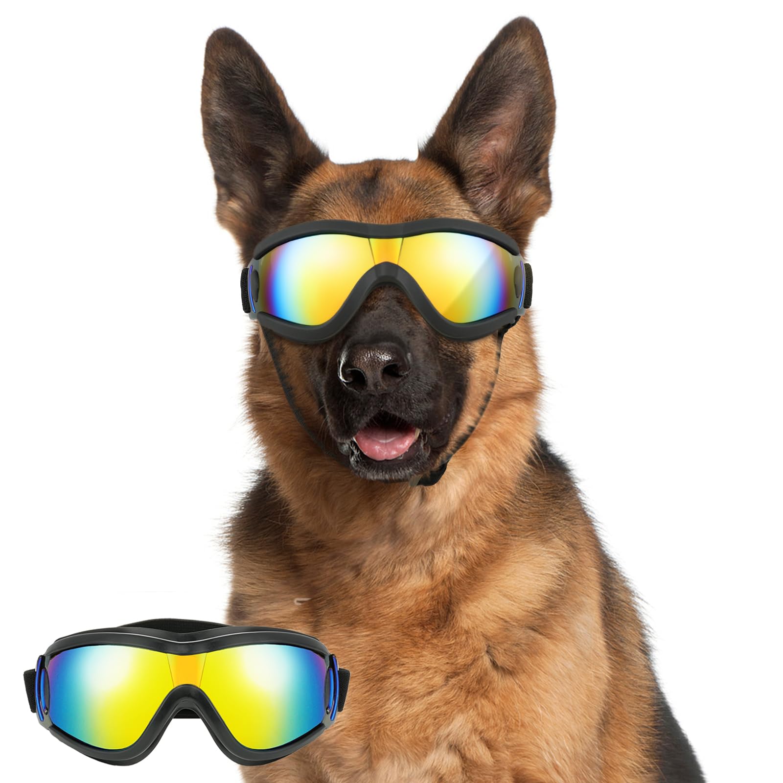 Lewondr Dog Goggles Medium Breed, Dog Sunglasses With Adjustable Straps & Air Vents, Uv/Wind/Dust/Fog/Snow Proof Dog Eye Protect