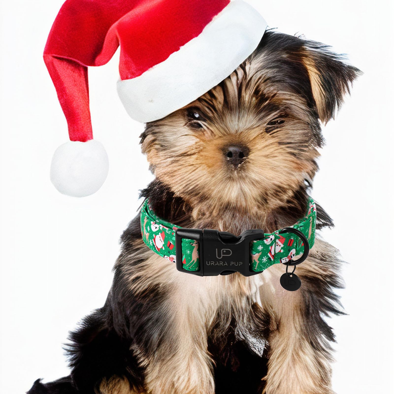 Up Urara Pup Christmas Santa Claus Dog Collar, Cute Christmas Elk Collar For Puppy Girl Boy Dog, Adjustable Christmas Green Dog