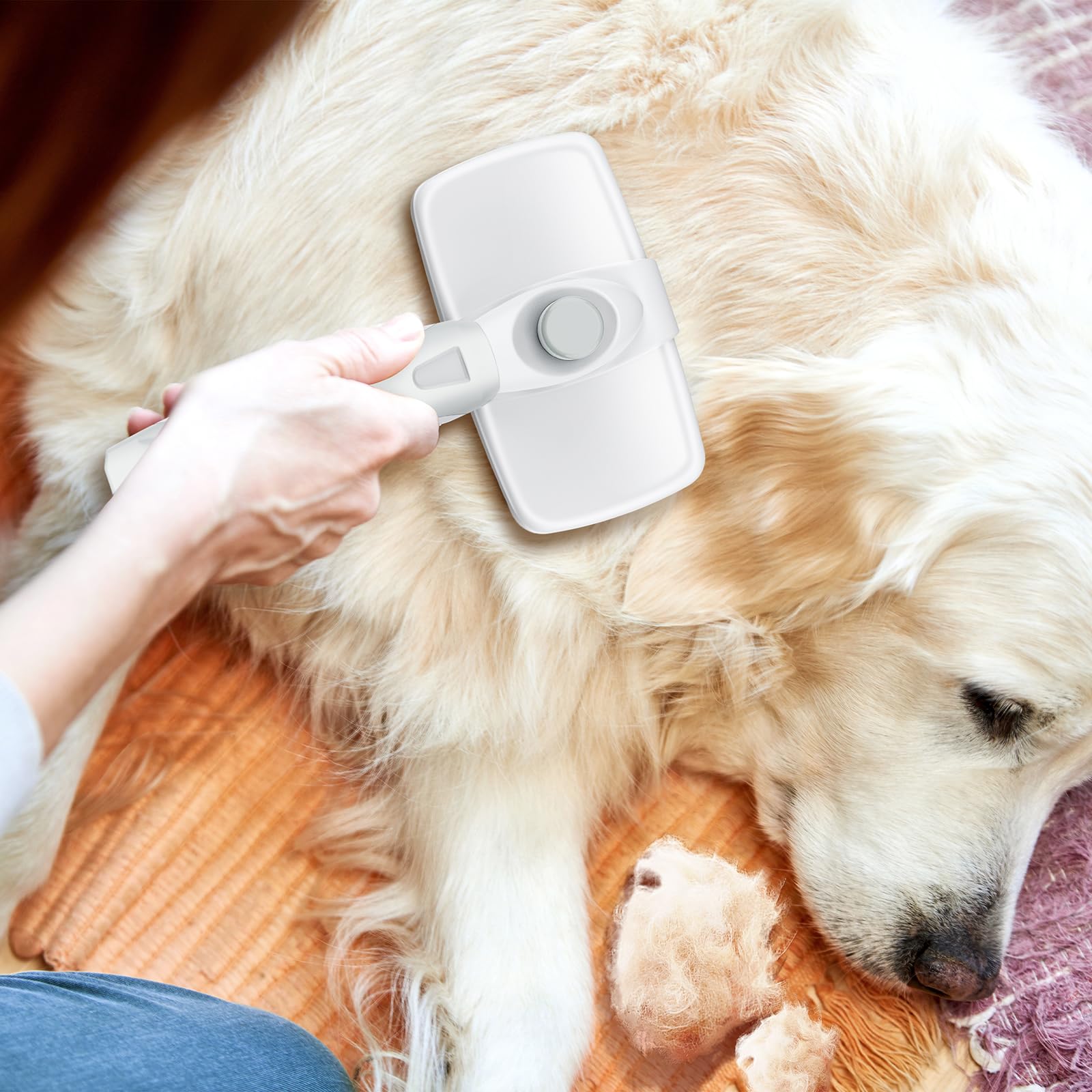 Crala Self-Cleaning Slicker Brush For Dogs & Cats, Grooming Combs For Short & Long-Haired Dogs, Cats, Rabbits & More - Gently Removes Loose Undercoat, Mats And Tangled Hair