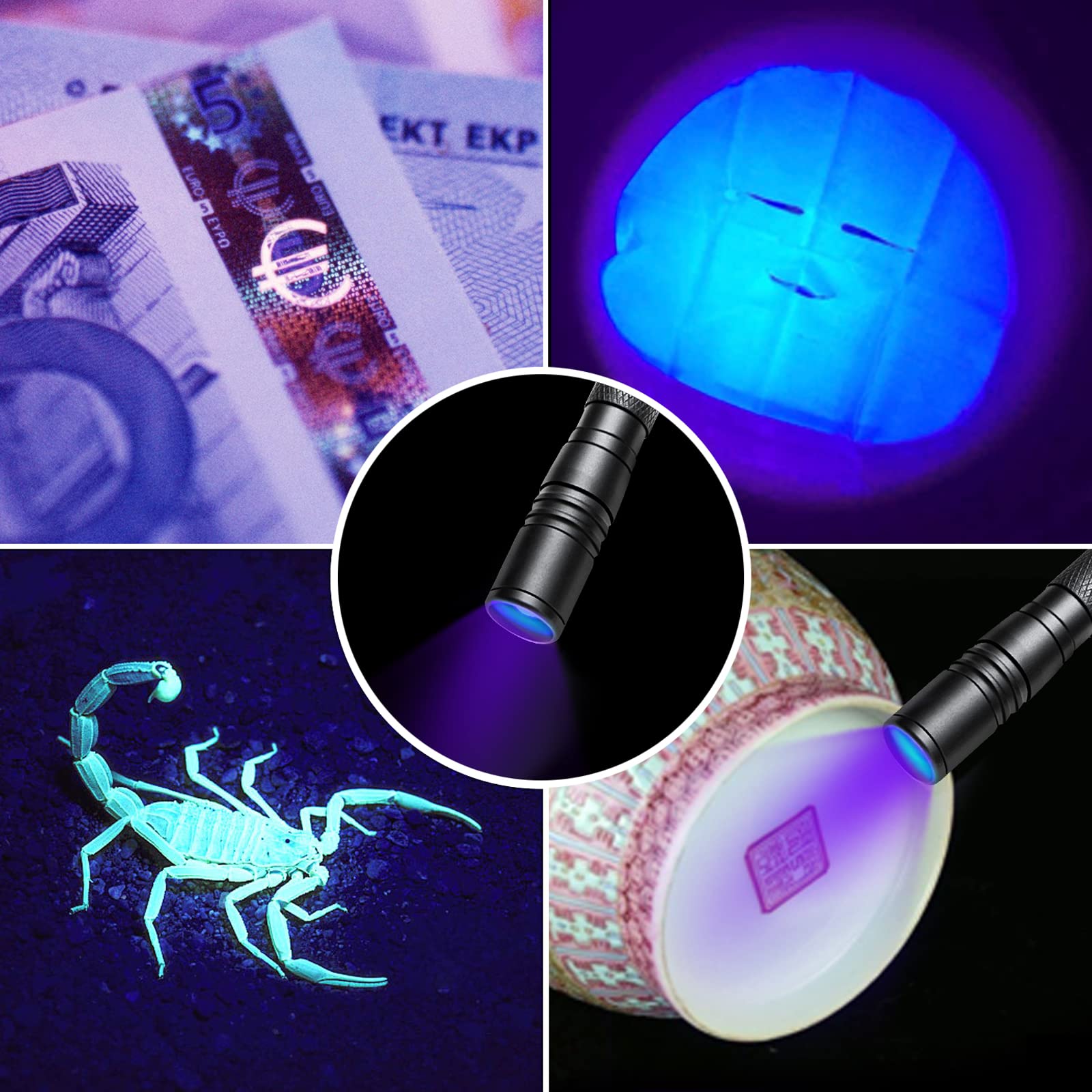 COSMOING UV Flashlight LED 395nm Blacklight, Zoomable Pen Flashlight IP54 Waterproof Detector for Pet Urine, Cat Dog Stains, Bed