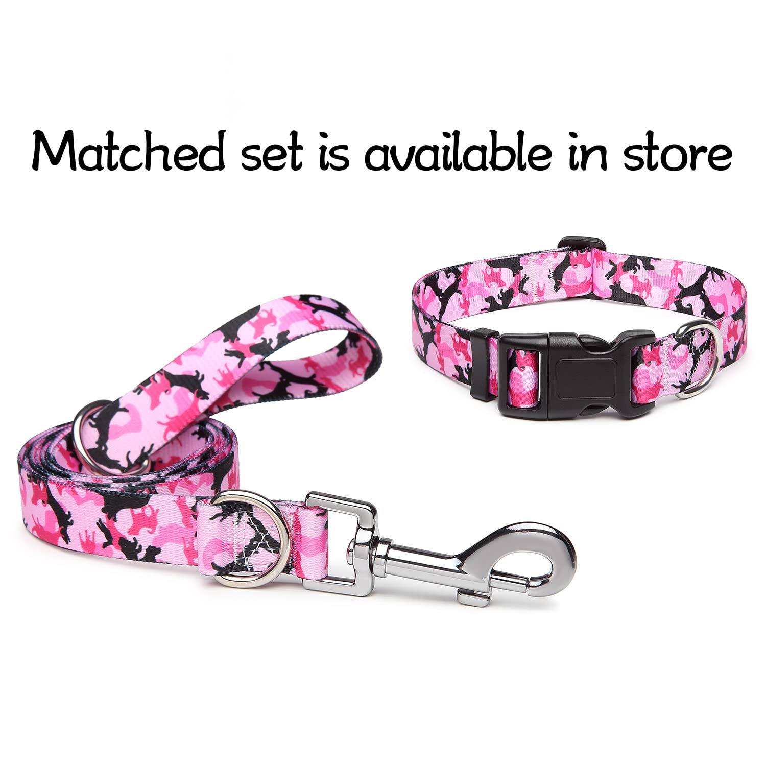 Suredoo Adjustable Dog Collar With Patterns, Ultra Comfy Soft Nylon Breathable Pet Collar For Small Medium Large Dogs (L, Dog Camouflage Pink)
