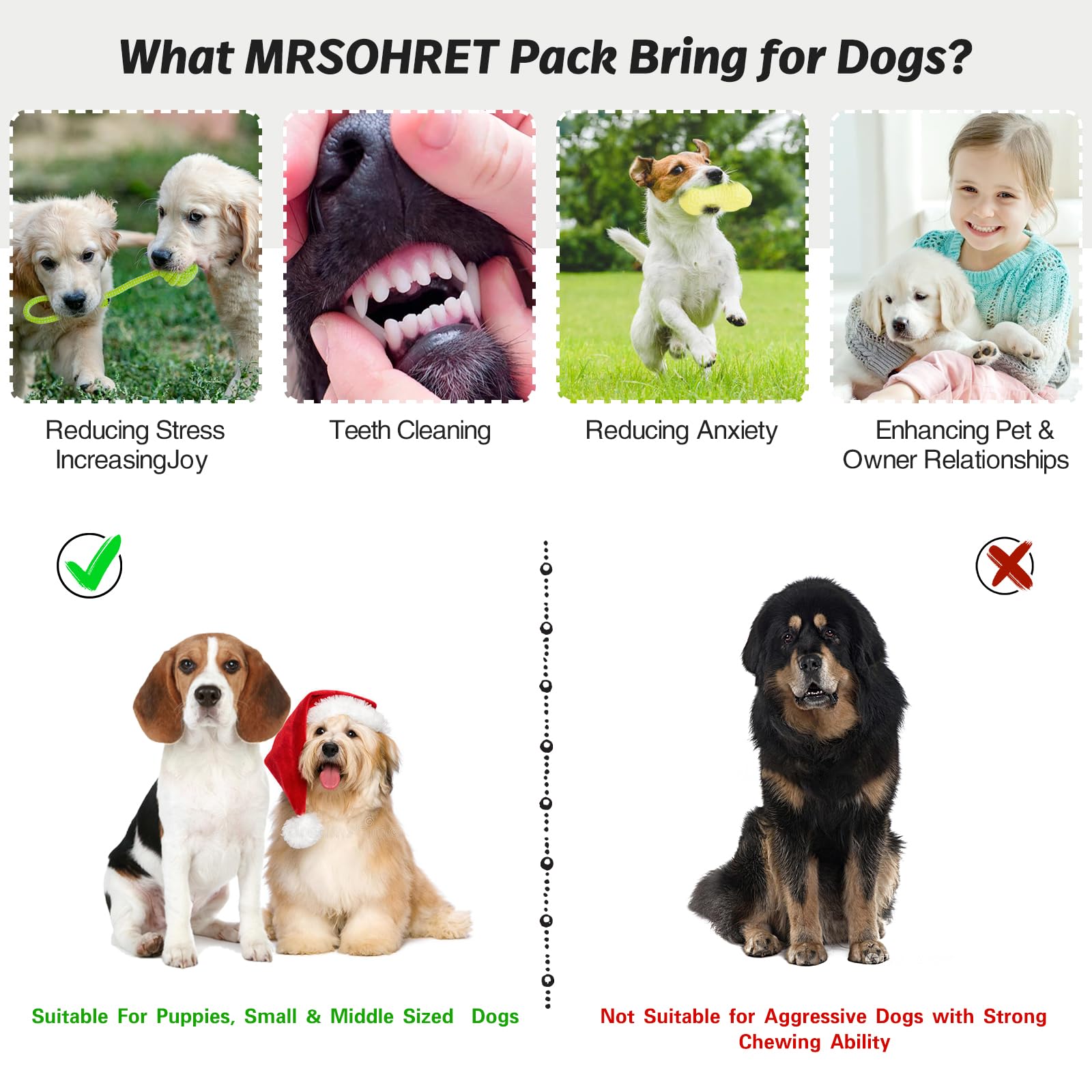 Mrsohret 20Pcs Puppy Chew Toys For Teething, Dog Chew Toys With Rope Toys, Pet Dog Toothbrush, Treat Balls, Plush Toys And Squea