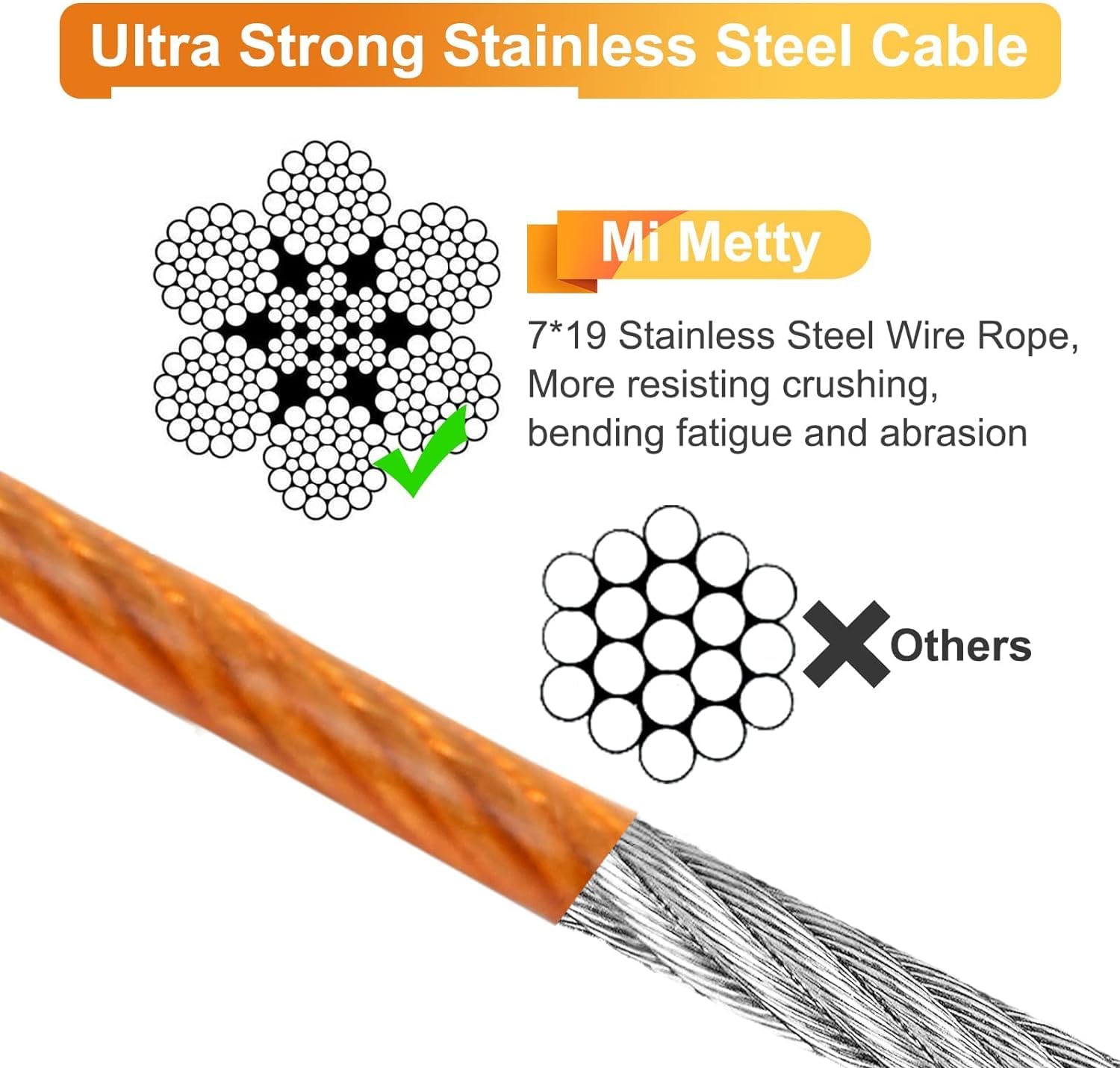 Mi Metty Dog Tie Out Cable,10Ft Dog Lead-Heavy Duty Tie Out Cable For For Large Dogs Up To 125Lbs-Dog Chain For Yard-Outside Dog