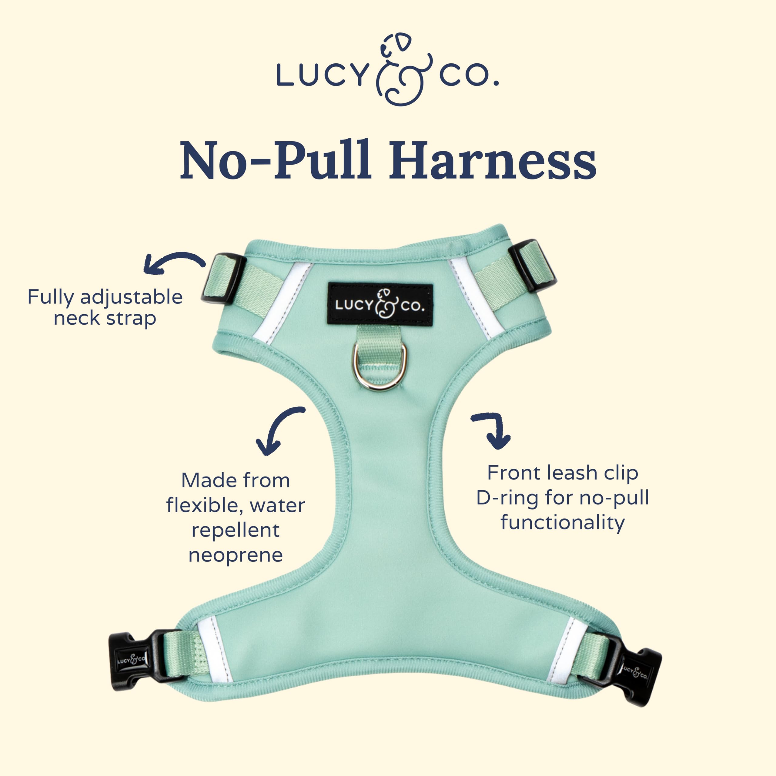 Lucy & Co. The Spring Green No-Pull Dog Harness - Size Small- Vest to Stop Pulling & Walk Easy - Comfortable Leash Training Prod