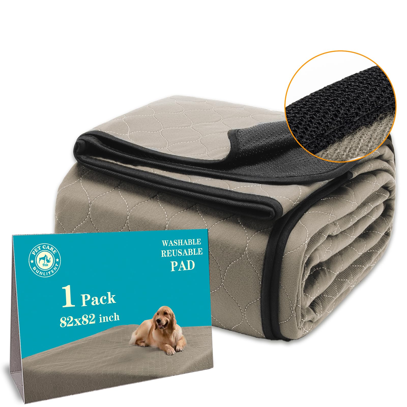 Bunlitent Washable Pee Pads For Dogs 82' X 82', Extra Large Reusable Puppy Pads, Dog Training Pads With Quick Dry, Anti-Slip D