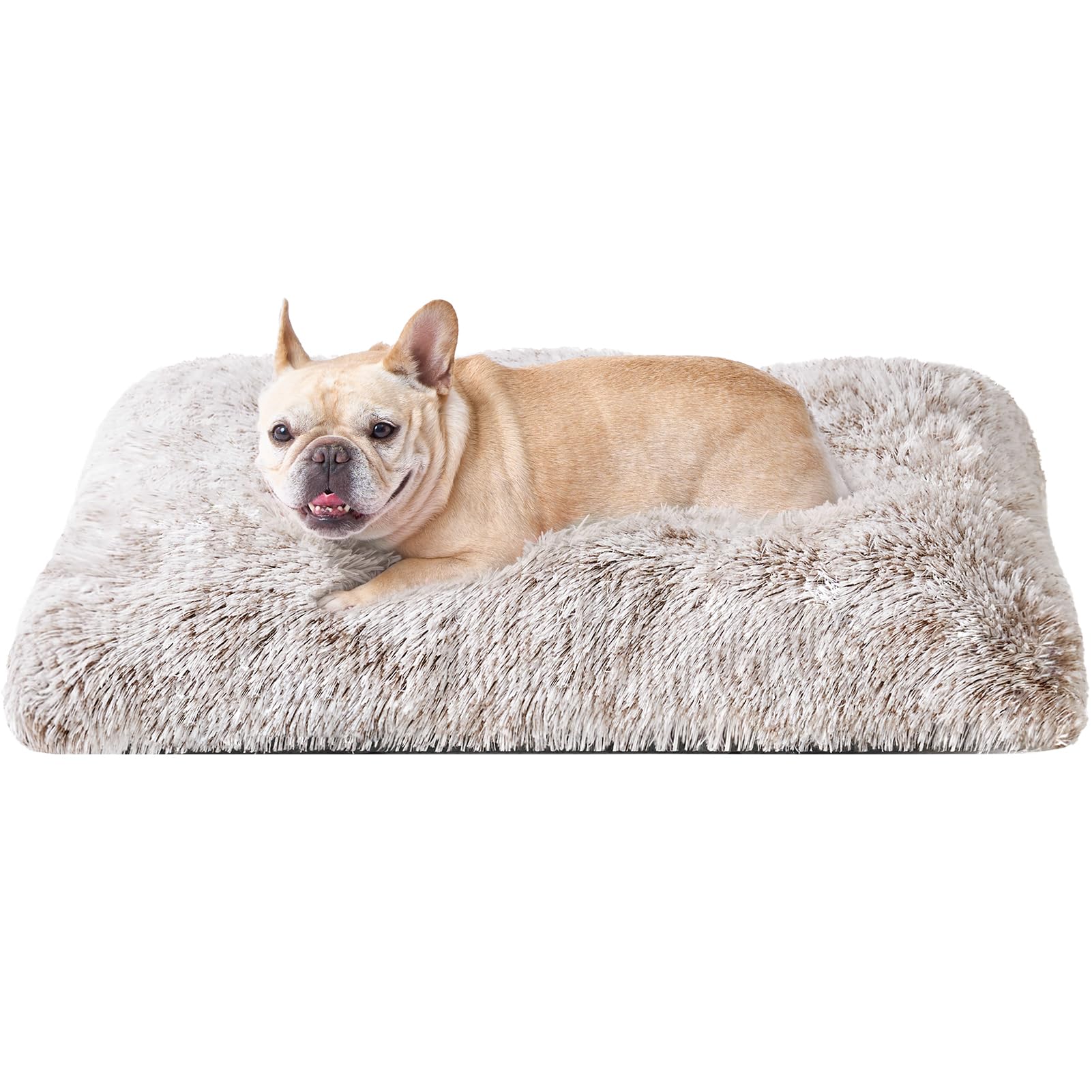 Eheyciga Fluffy Dog Crate Bed For Medium Dogs, Plush Faux Fur Crate Pad, Calming Anti Anxiety Medium Dog Bed, Washable Soft Warm