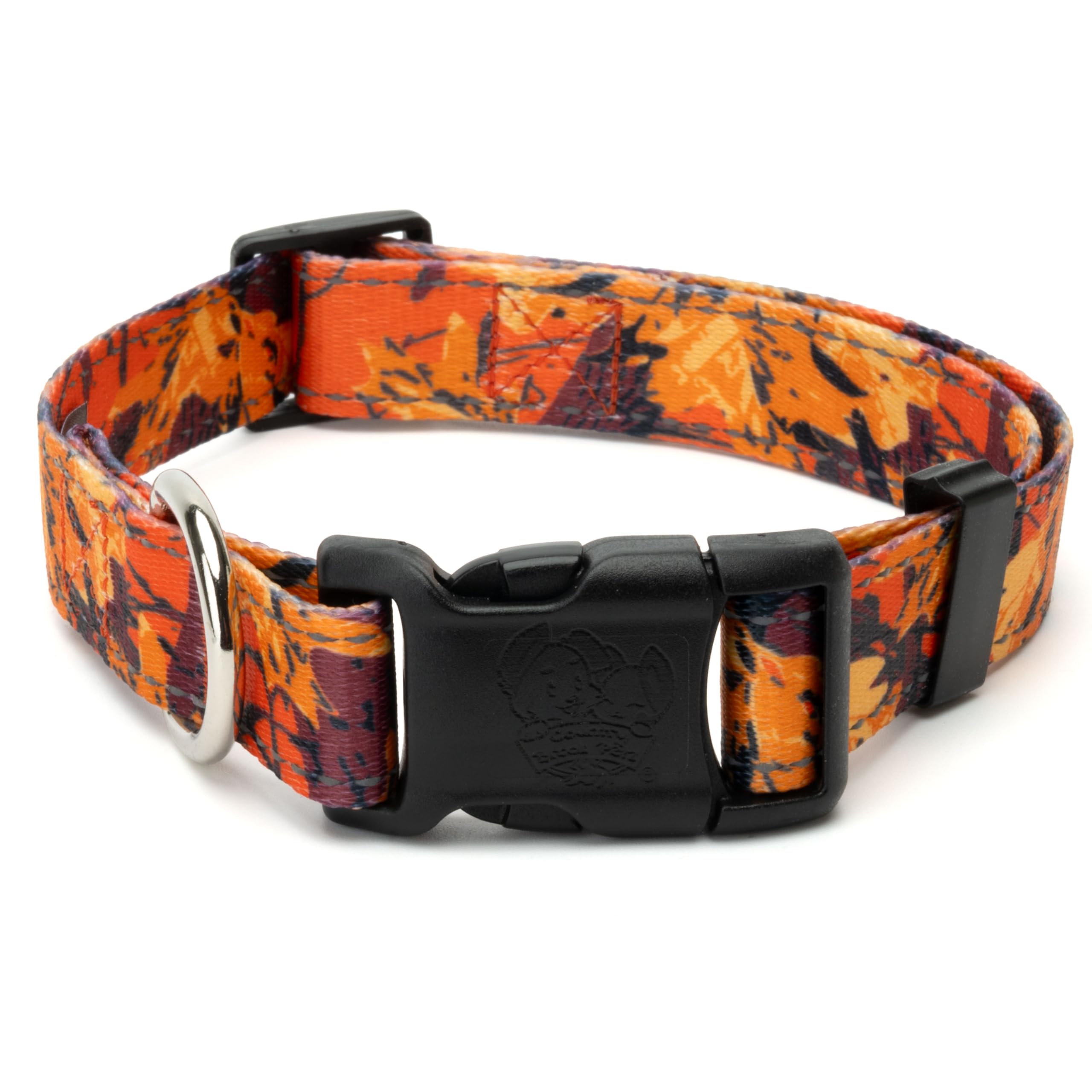 Country Brook Petz - Deluxe Orange Sunset Camo Reflective Dog Collar - Critter Corner Collection Featuring Night Safe Designs (1