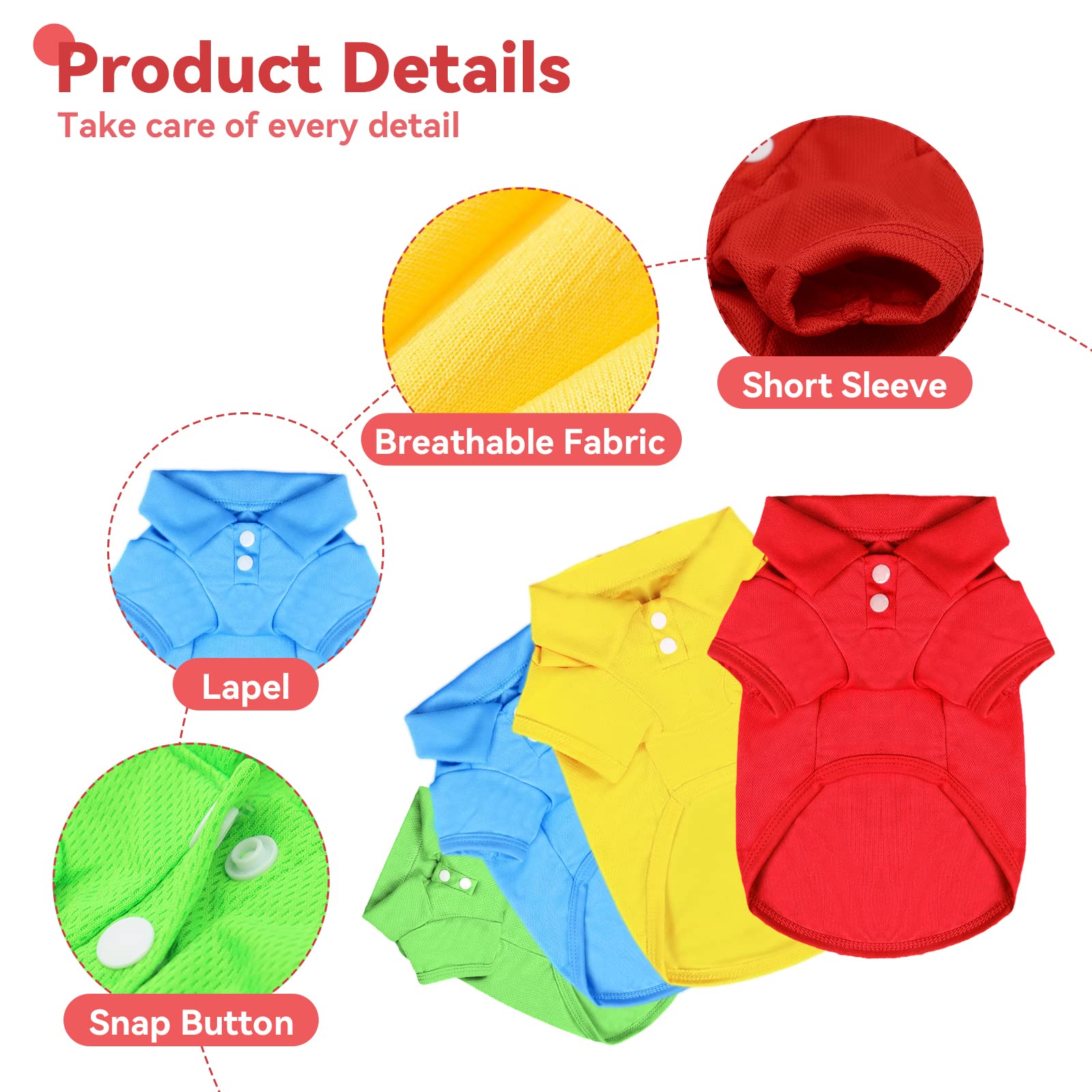 Doggyzstyle 4 Pieces Dog Shirts Collared Polo T-Shirts For Small Medium Dogs Cats Boy Girl Dog Clothes Breathable Doggy Sweatshirt Puppy Kitten Small Breeds Pet Outfits Apparel Tops