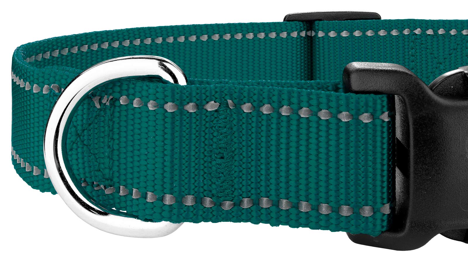 Country Brook Petz - Deluxe Teal Reflective Nylon Dog Collar - Large