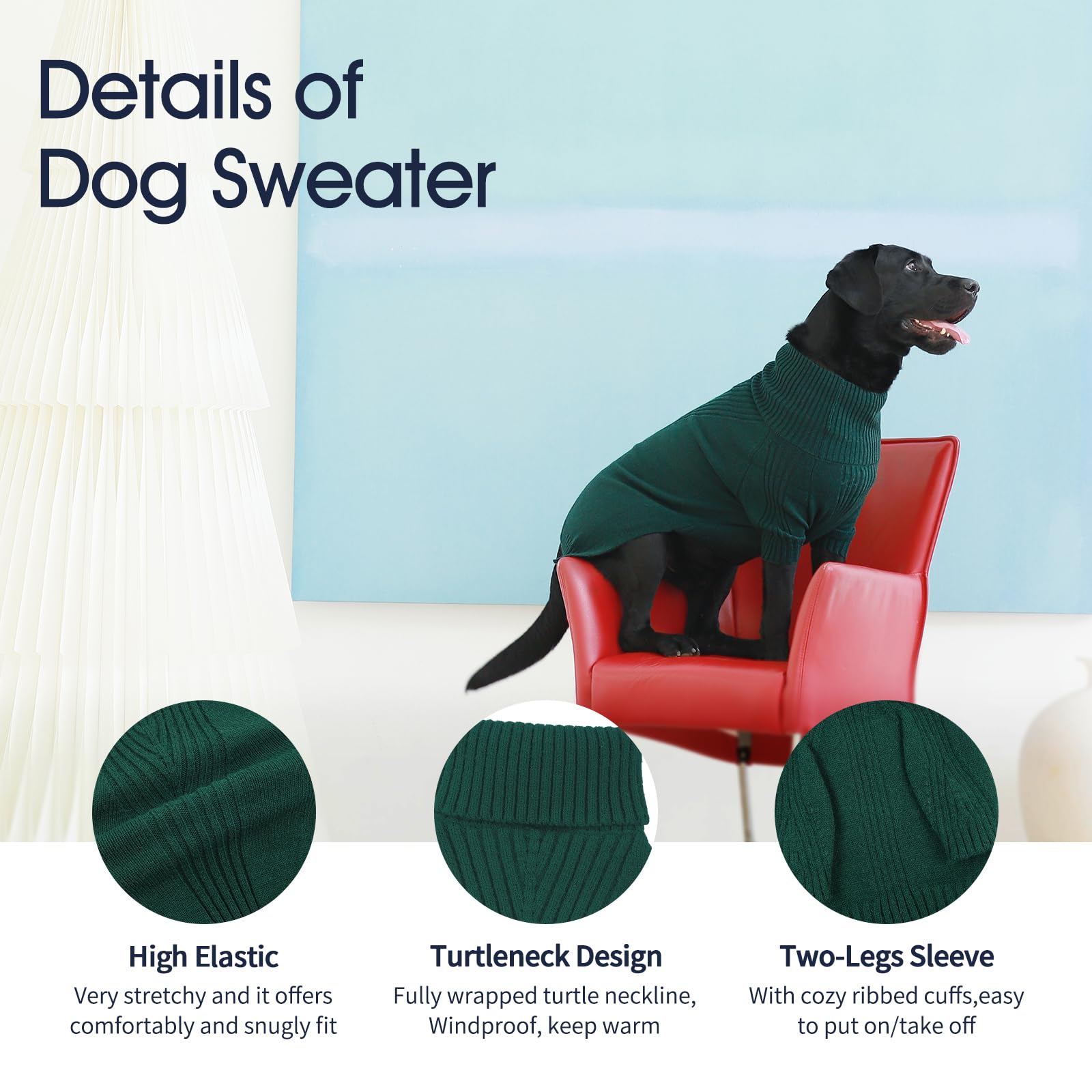Iecoii Extra-Large Dog Sweater 4Xl,Christmas Dog Sweaters For Extra Large Dogs Girl Boy,Turtleneck Knitted Knitwear For Pet,Easy