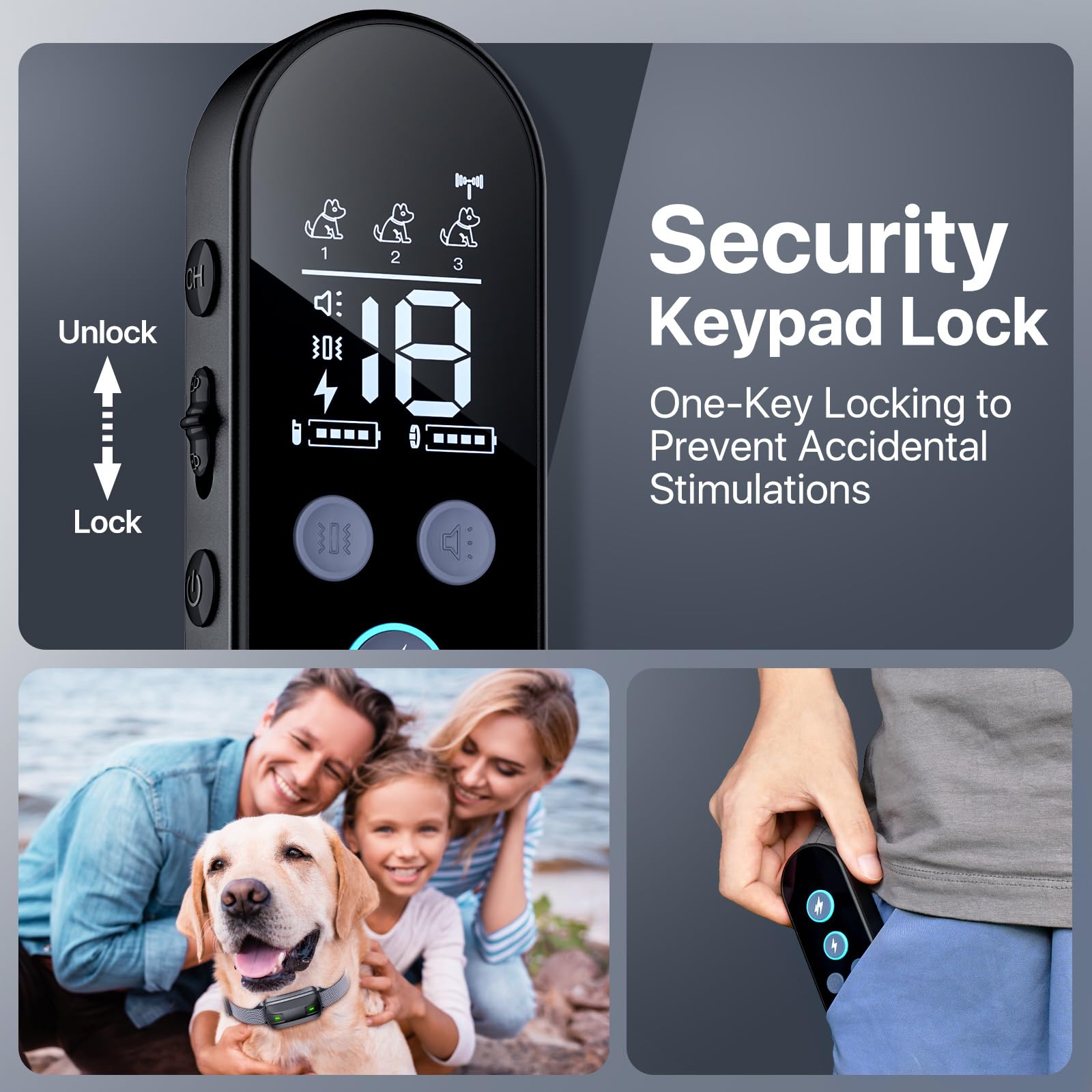 Dog Shock Collar with Remote Control, Dog Training Collar for Large Medium Dogs 40-120lbs Waterproof, Shock Collar for Dogs with