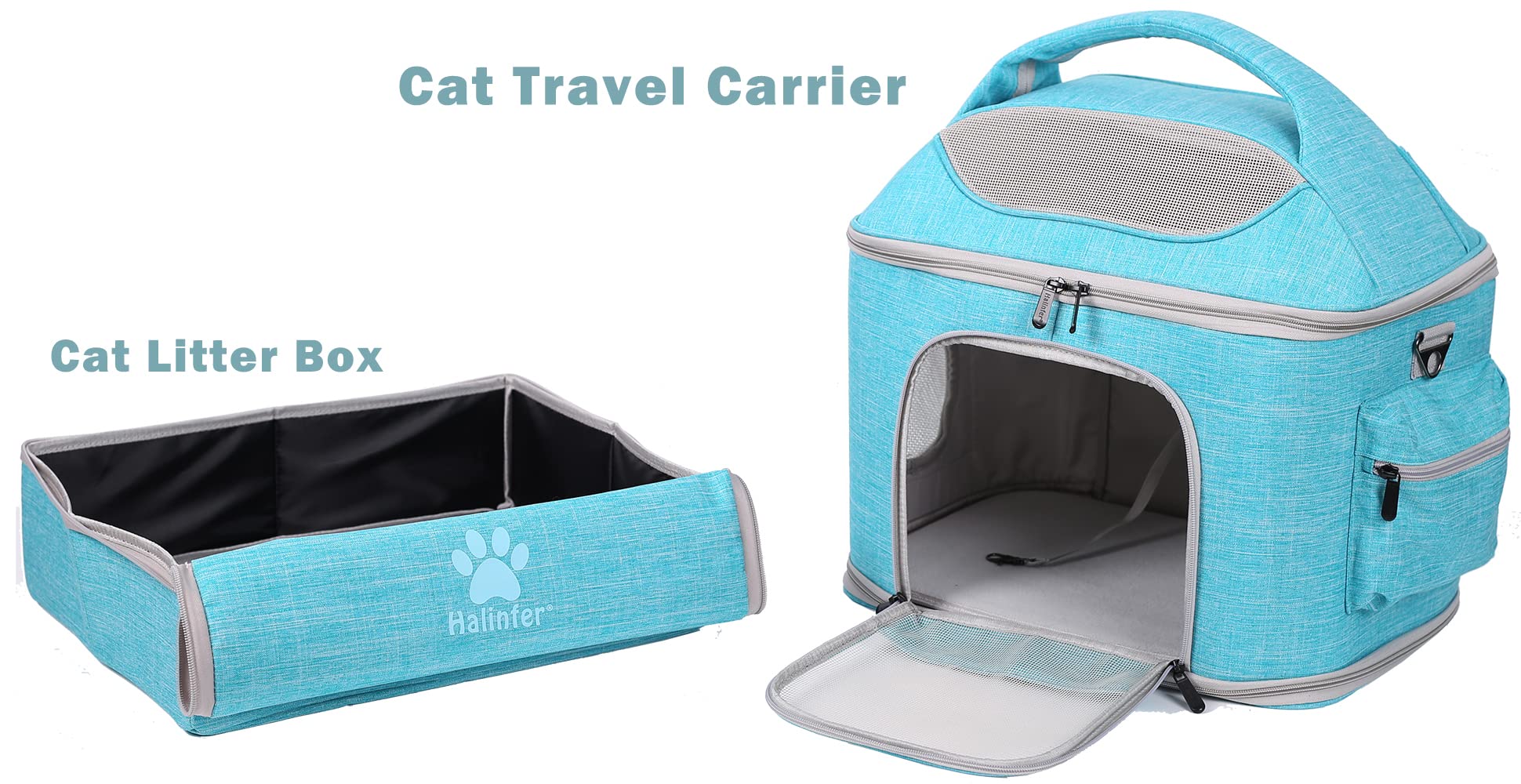 Portable Cat Travel Litter Box With Lid, Collapsible Car Cat Litter Box Waterproof And Easy To Clean