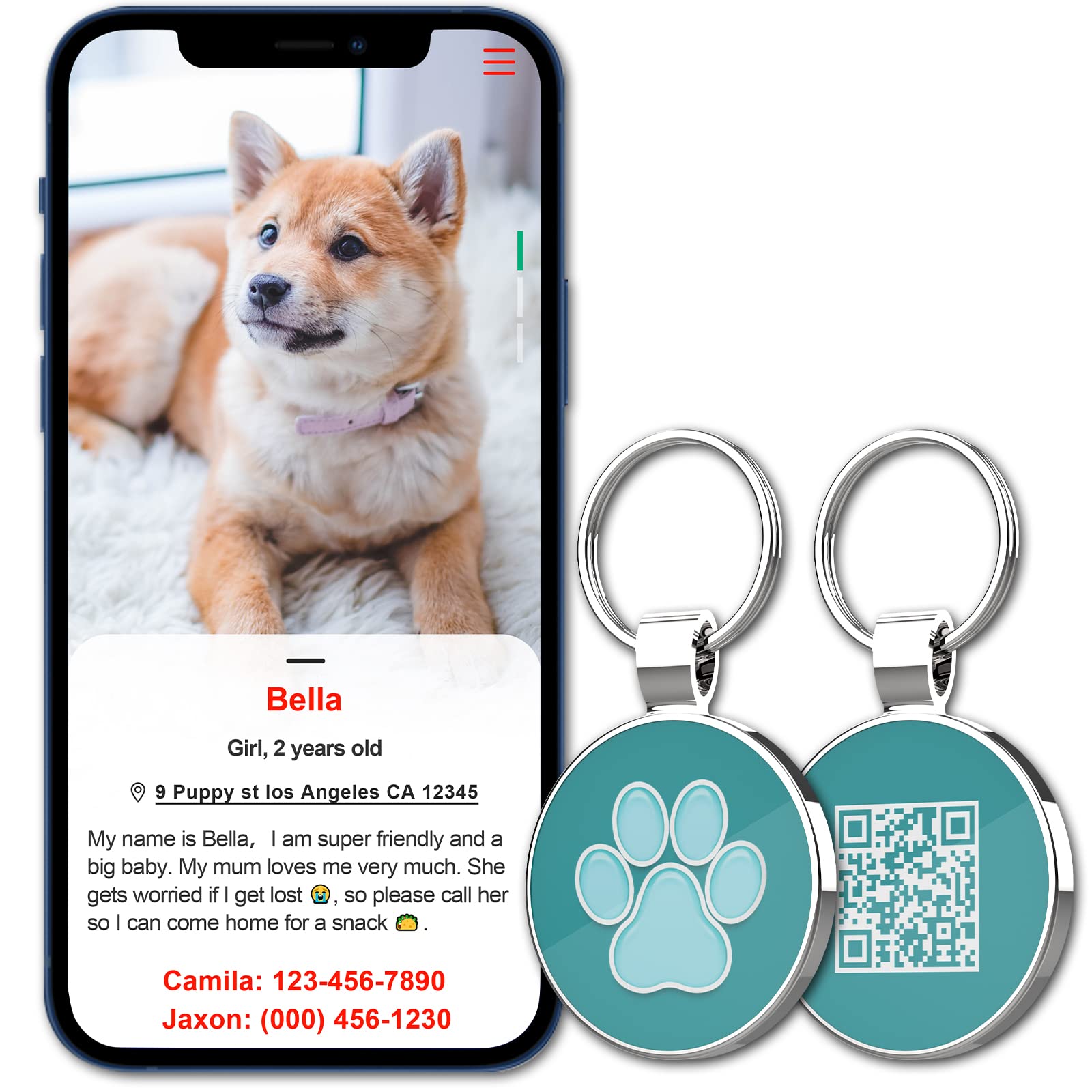 Myluckytag Qr Code Dog Id Tags - Pet Online Profile - Scan Qr Receive Instant Location Alert Email