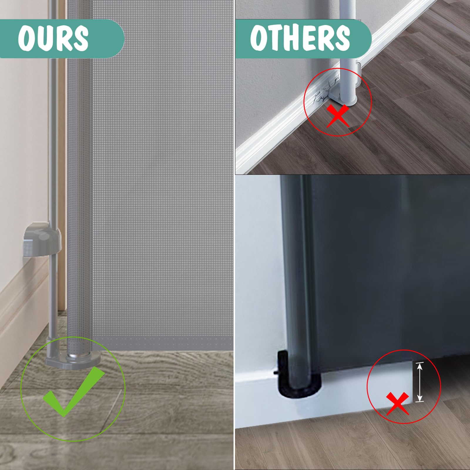 Cumbor 76' Wide Retractable Mesh Baby Gates For Stairs, Long Baby Gate For Doorways, 34' Tall Extra Wide Toddler Gate For Dogs, Child Safety Gates For Room, Hallways, Doggy Gate Indoor/Outdoor(Gray)