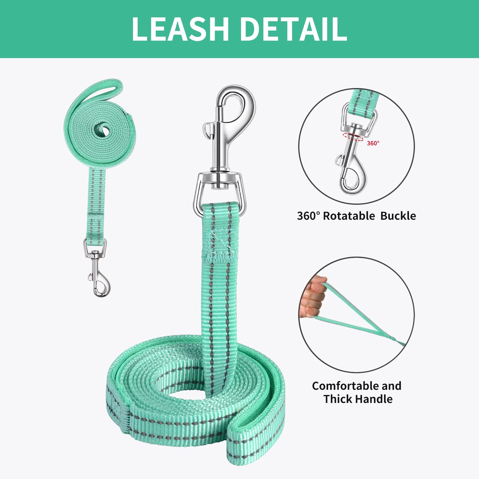 Amtor Dog Harness With Leash Set,No Pull Adjustable Reflective Step-In Puppy Harness With Padded Vest For Extra-Small/Small Medium Large Dogs And Cats(Green,S)