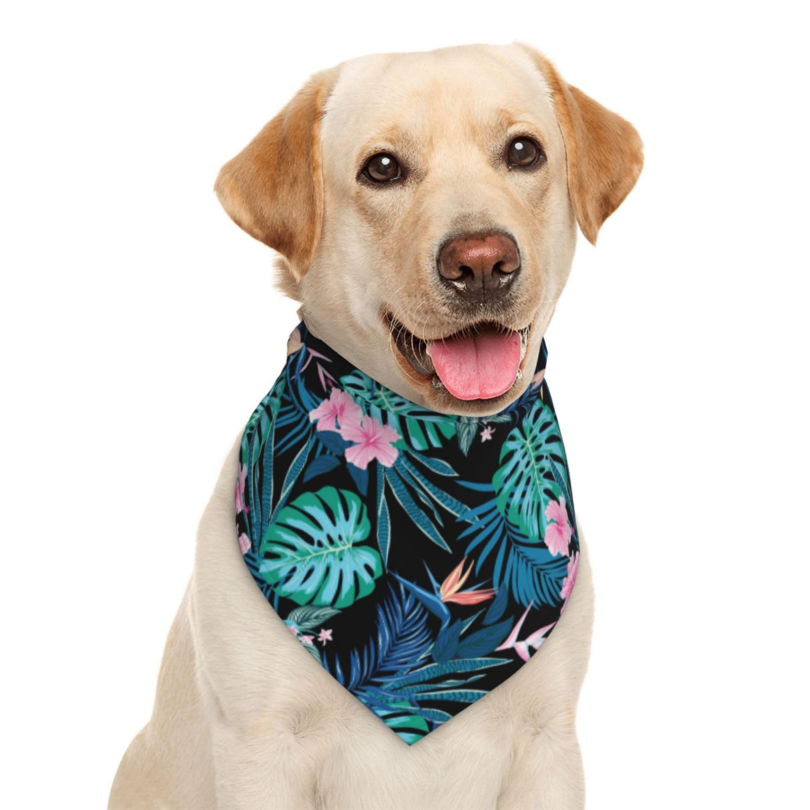 Palm Leaves Flower Tropical Dog Bandana Scarf Triangle Bibs Pet Accessories Cat Kerchief