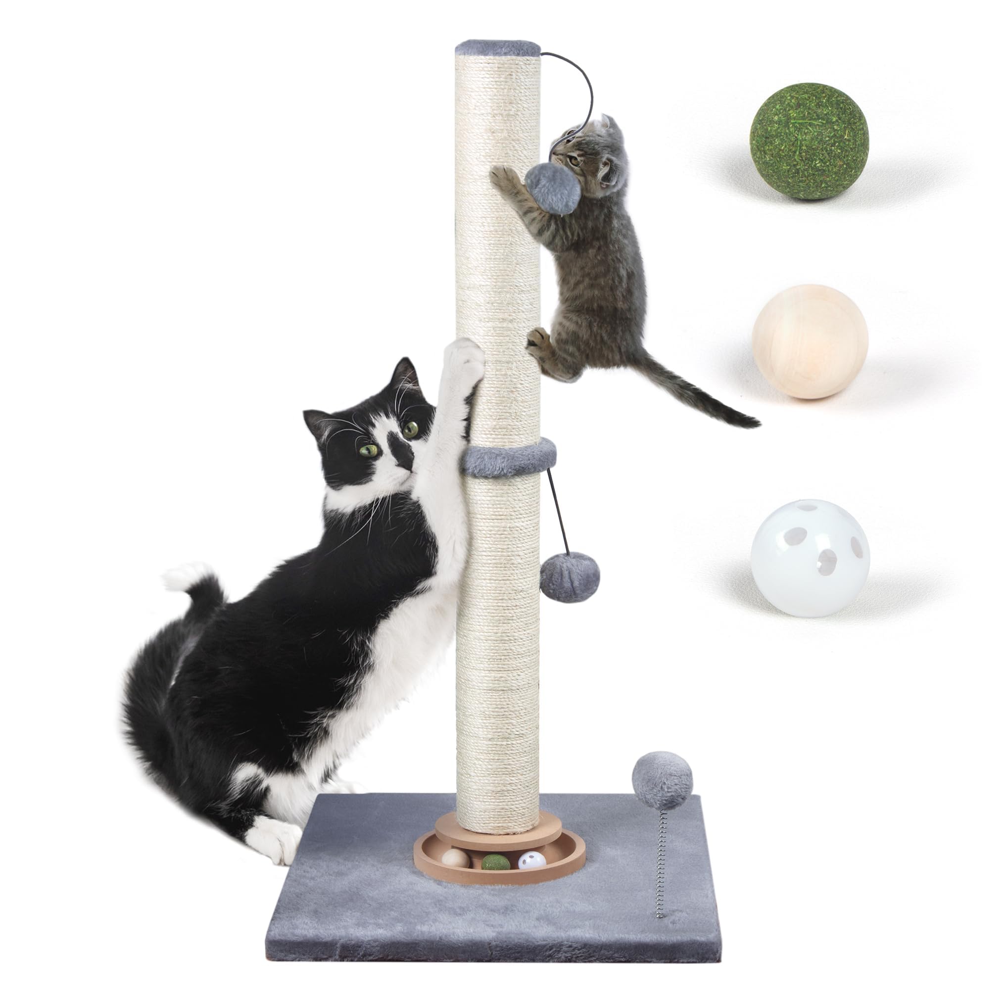 Fantasreen 31 Cat Scratching Post Kitten Toys for Indoor Cats, Interactive Cat Scratcher with Catnip Balls, Sisal Scratch Rope f