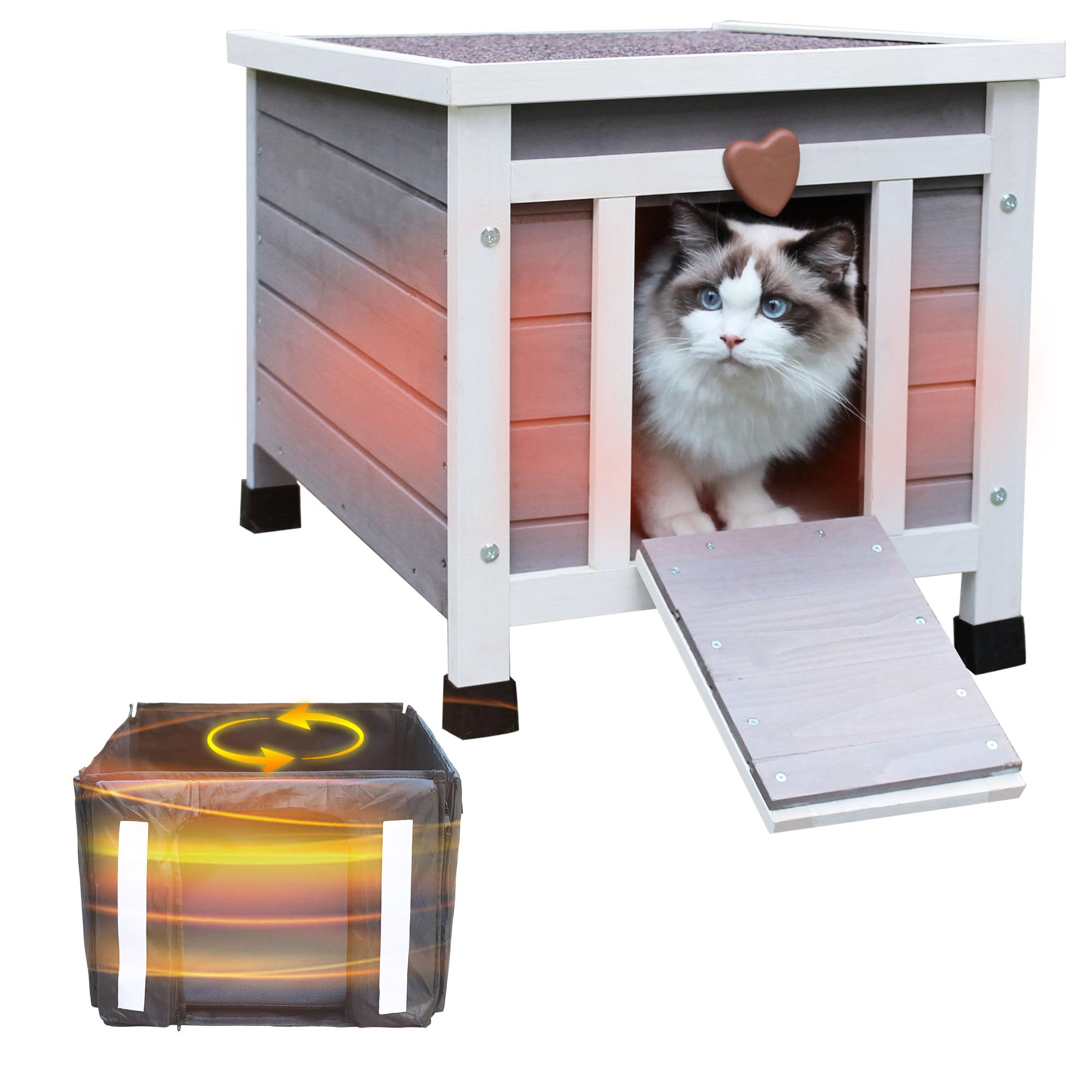 Weatherproof Cat House For Outdoor Cats In Winter, 100% All-Around Insulated Outdoor Cat Shelter With Warm Liner For Outside Fer