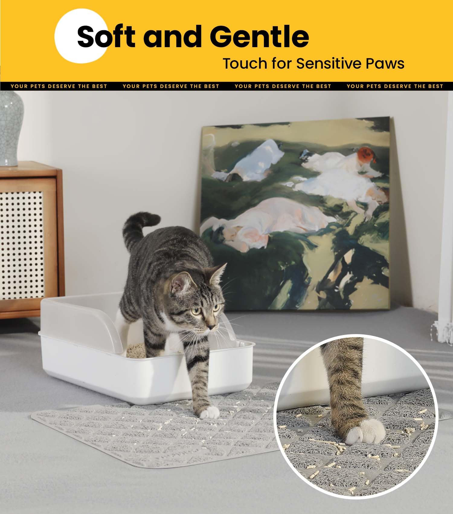 Conlun Cat Litter Mat Litter Trapping Mat, 47    X 35    Premium Durable Pvc Cat Litter Box Mat With Scatter Control, Non-Slip,