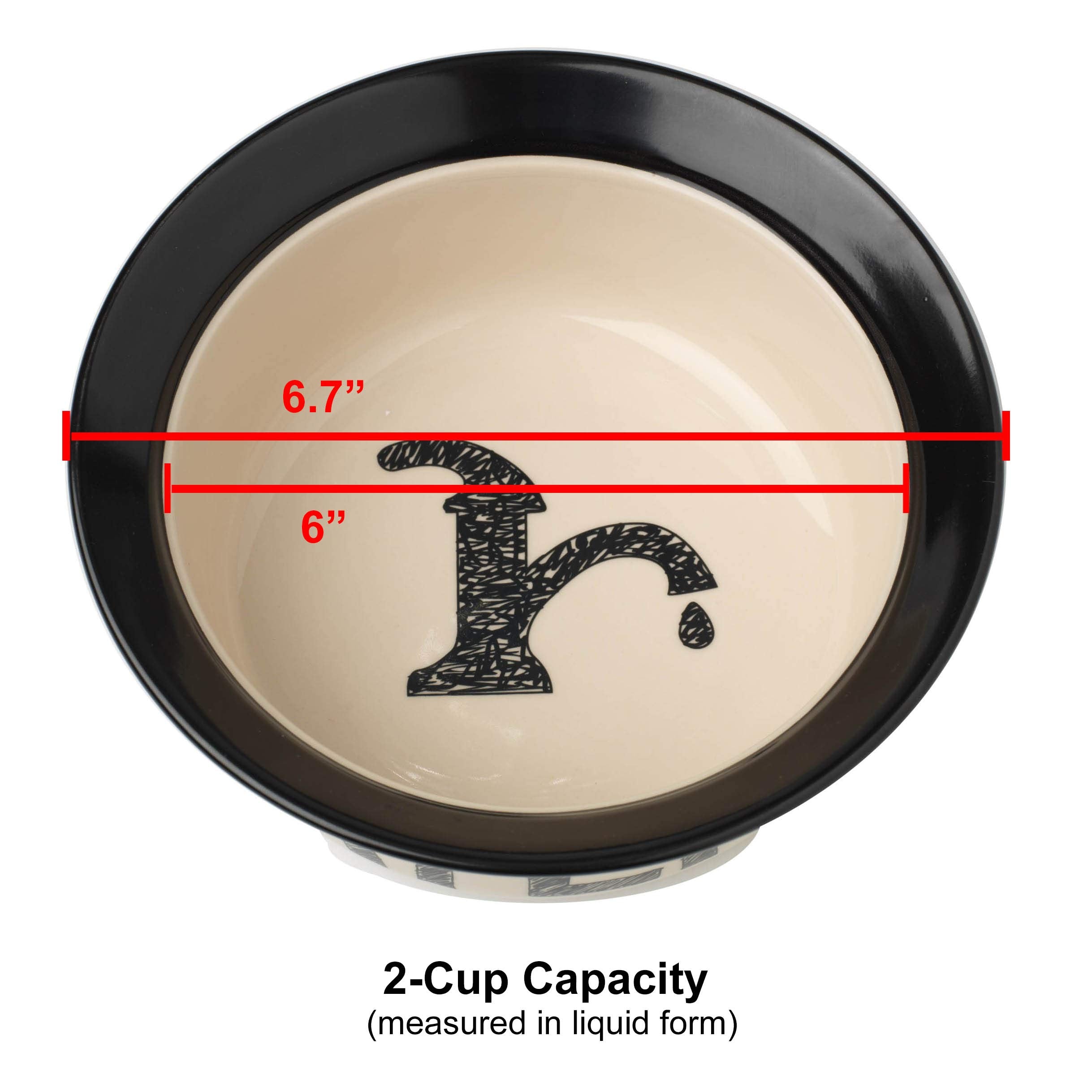 Petrageous 10184 Pooch Basics Stoneware Dog Water Bowl With 2-Cup Capacity 6-Inch Diameter 2.5-Inch Tall For Small Dogs And Medium Dogs Or Cats, Natural