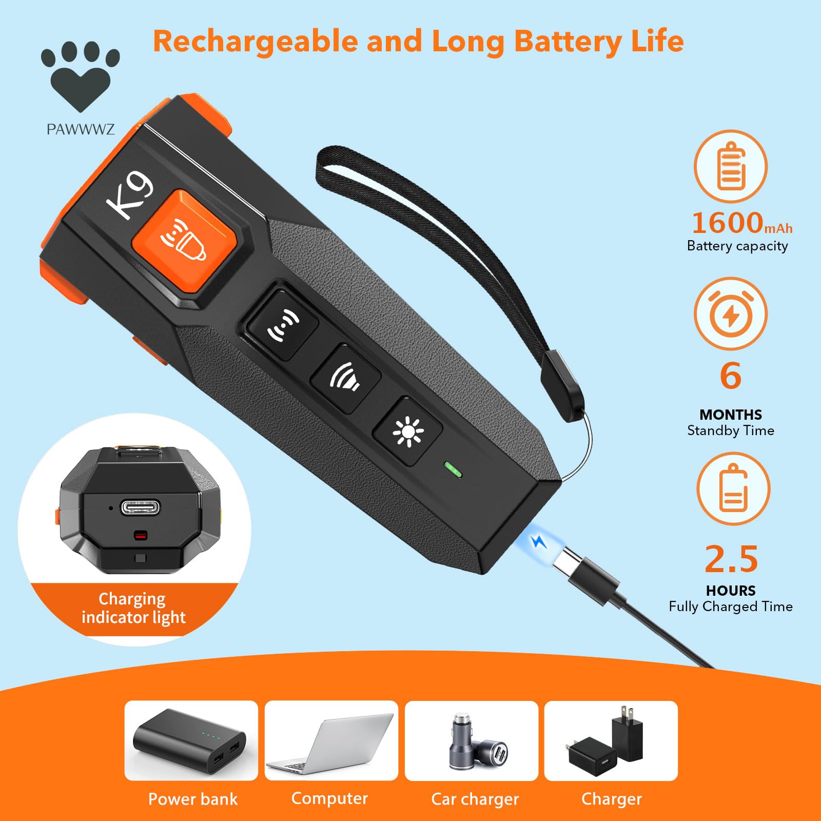 Pawwwz K9 Dog Bark Deterrent - Safe & Effective Ultrasonic Anti-Bark Device For Dogs, Non-Harmful, No Shock, Humane Training Too