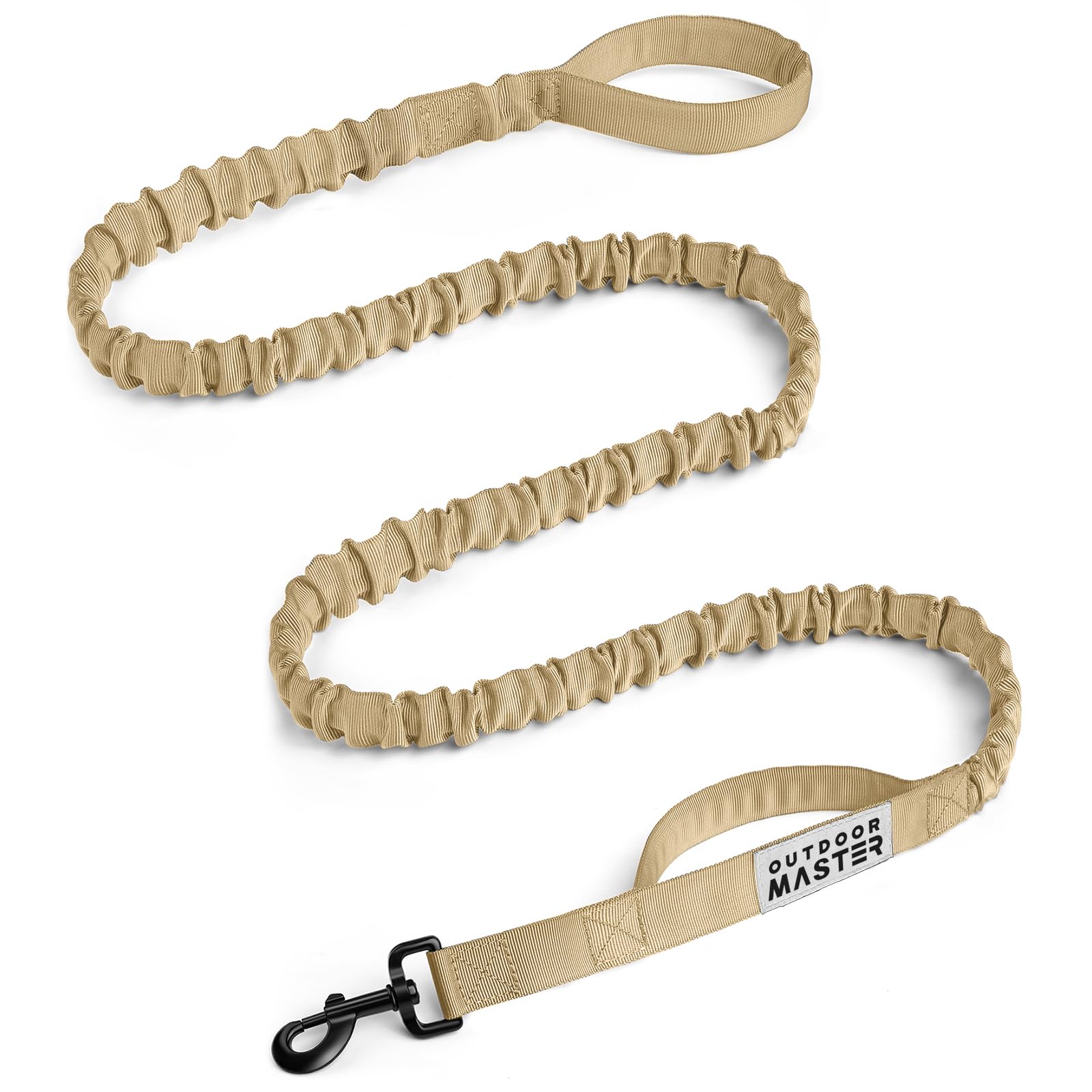 Outdoormaster Bungee Dog Leash, Heavy Duty Dog Leash With Shock Absorption, 2 Padded Handles Training Leash, 1 Seat Belt Clip, I