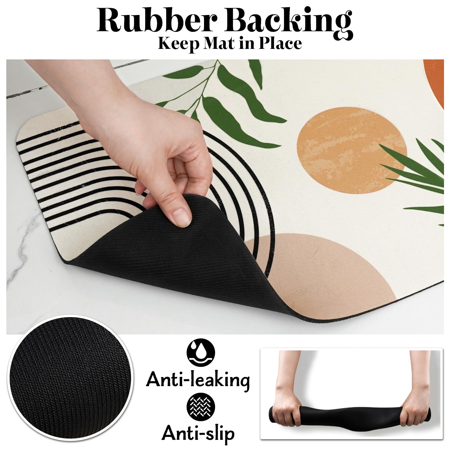 Dog Food Mats for Floors Super Absorbent, Pet Cat Food Mat - Non Slip Dog Bowl Mats for Food and Water, Eco-Friendly Boho Dog Pl