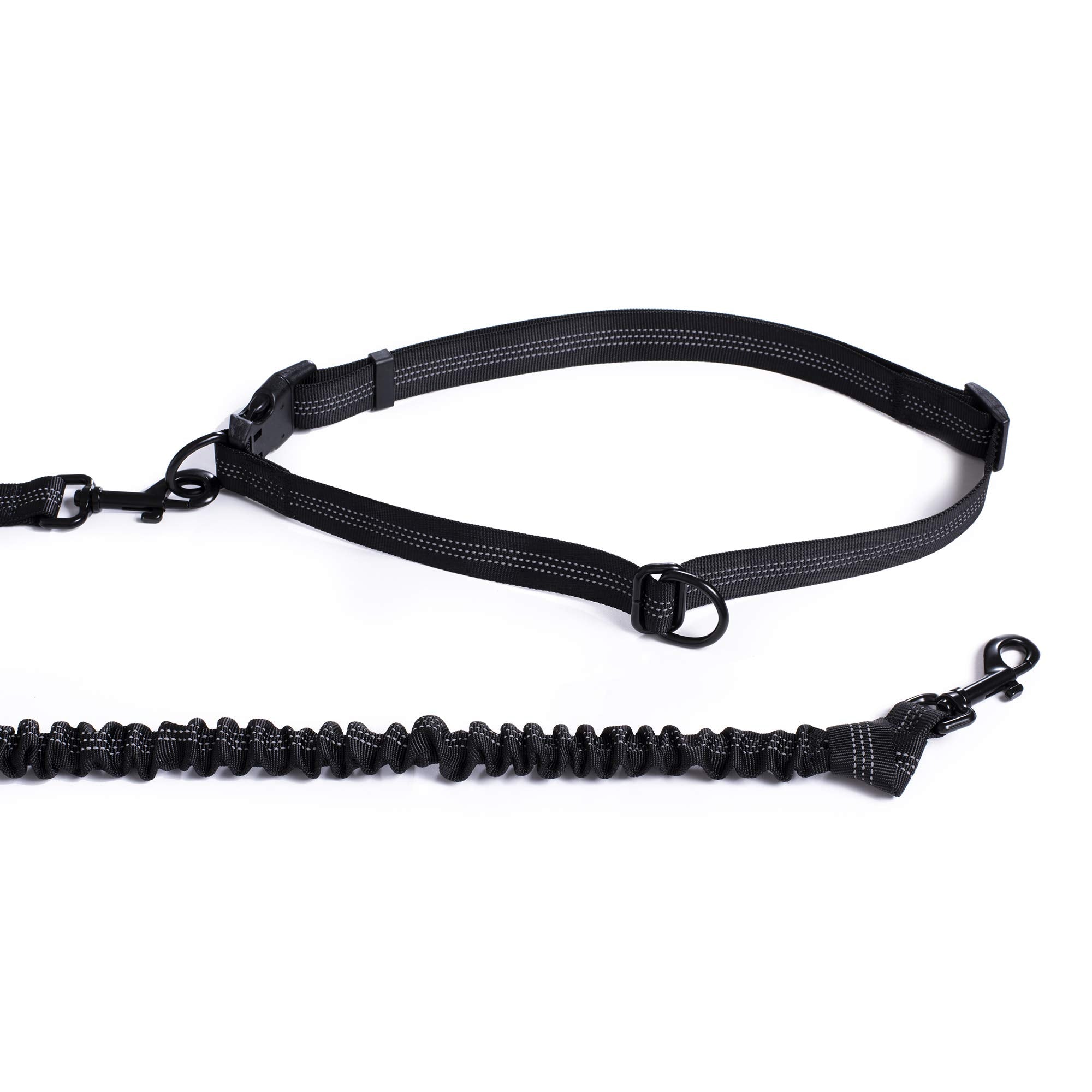 Mile High Life | Retractable Hands Free Dog 7Ft Leash | Waist Running Adjustable | Reflective Dual Black Bungees | Dual Handles | Small Medium Large Dogs | (Blue)