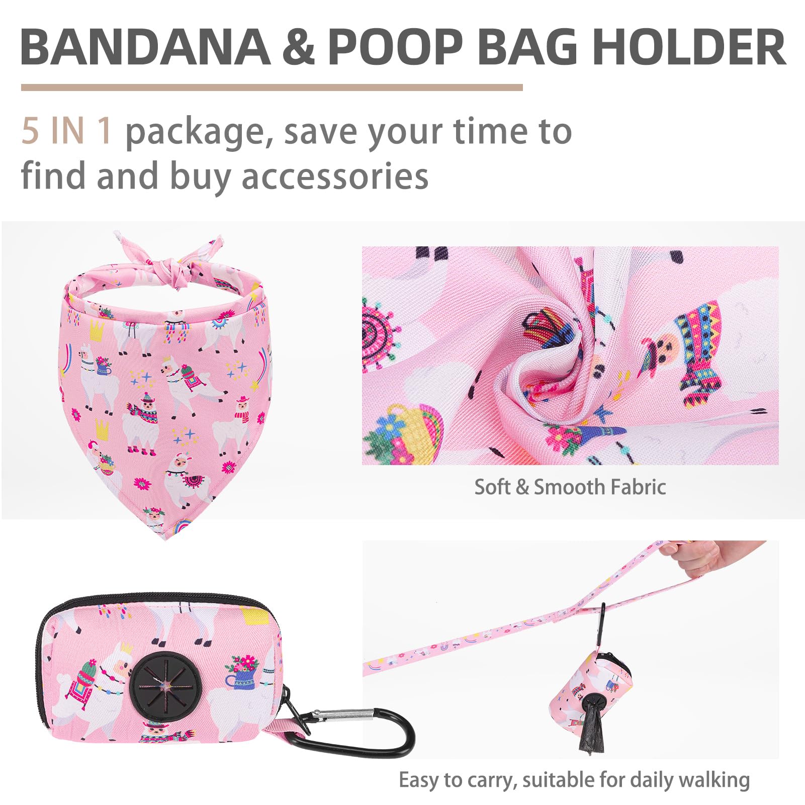 Pupteck Adjustable Dog Harness Collar And Leash Set, Step In No Pull Pet Harness For Small Medium Dogs Puppy Cats Outdoor Walking, Soft Mesh Padded Reflective Vest Harnesses, Light Pink Alpaca, M