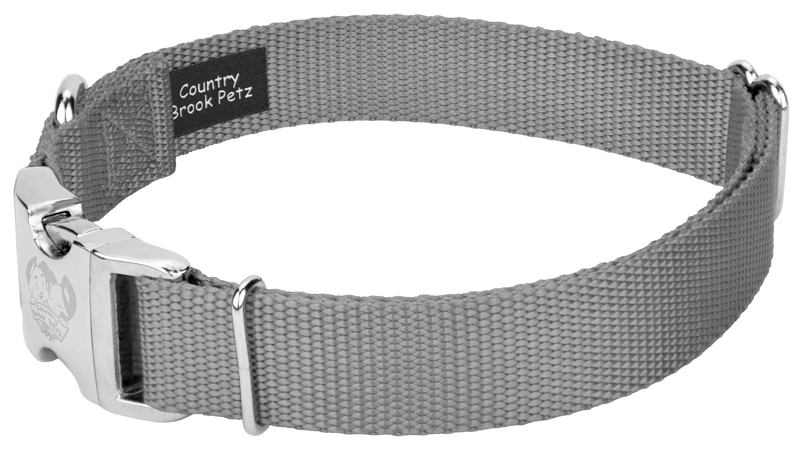 Country Brook Design - Vibrant 30+ Color Selection - Premium Nylon Dog Collar With Metal Buckle (Small, 3/4 Inch Wide, Silver)