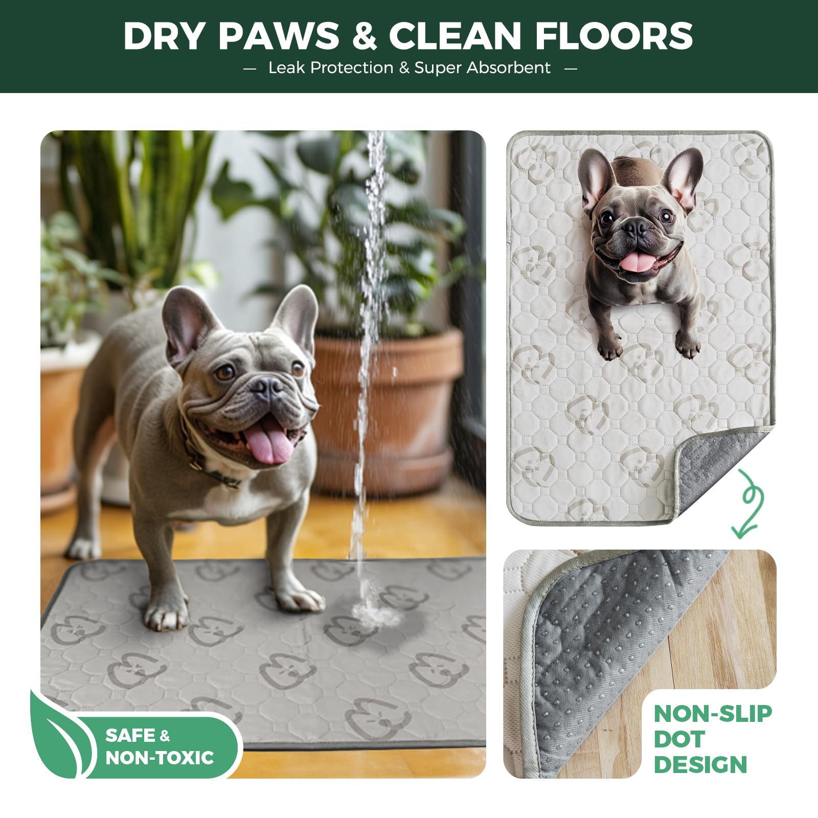 FXW Washable Pee Pads for Dogs, Puppy Pads with Super Absorbent, Specifically Designed for 30inch Cages, Rectangle, 29  x 18 , 2