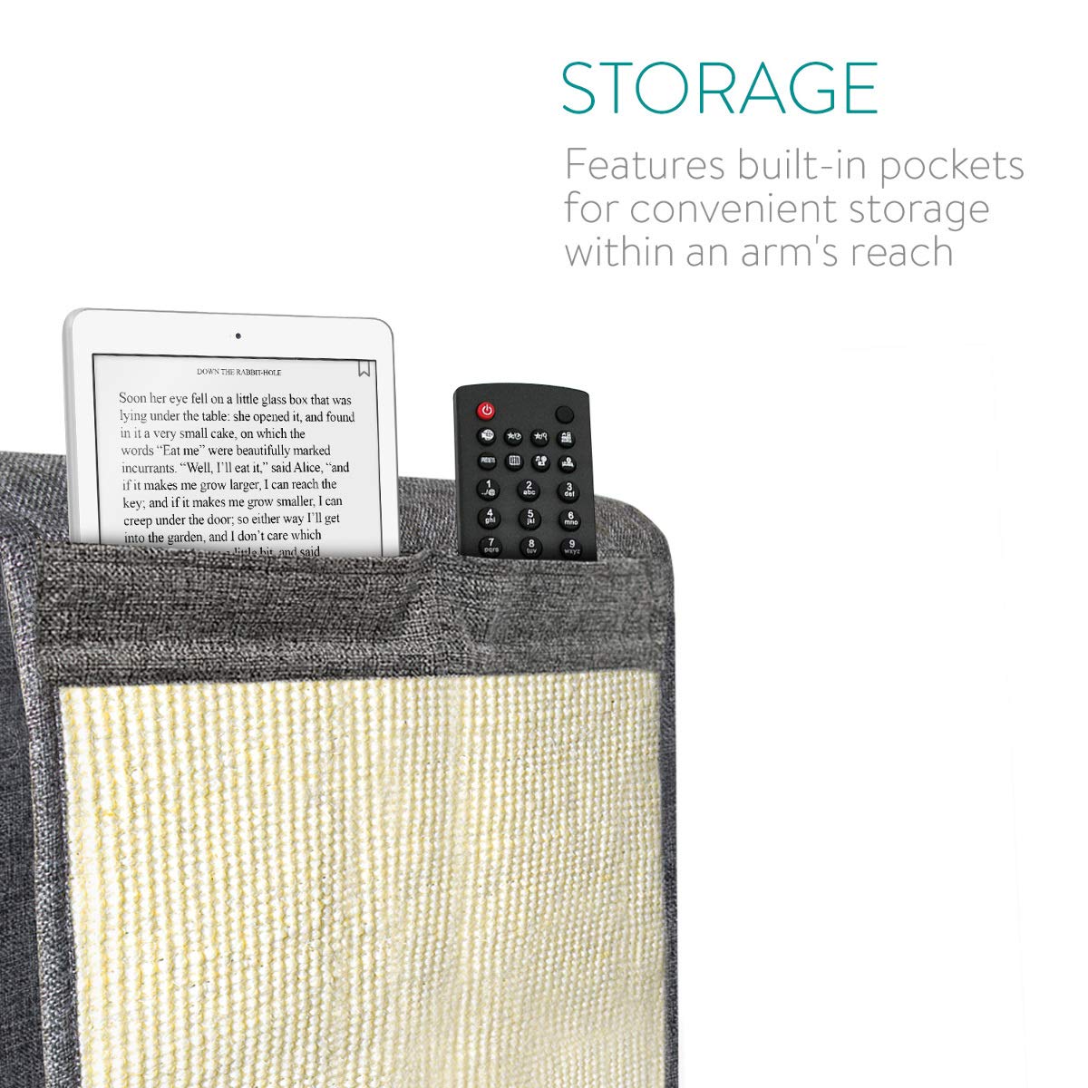 Navaris Cat Scratch Armrest Organizer - Sisal Furniture Protector Scratching Pad For Cats - Scratcher Mat Cover For Sofa Couch Armchair - Dark Gray