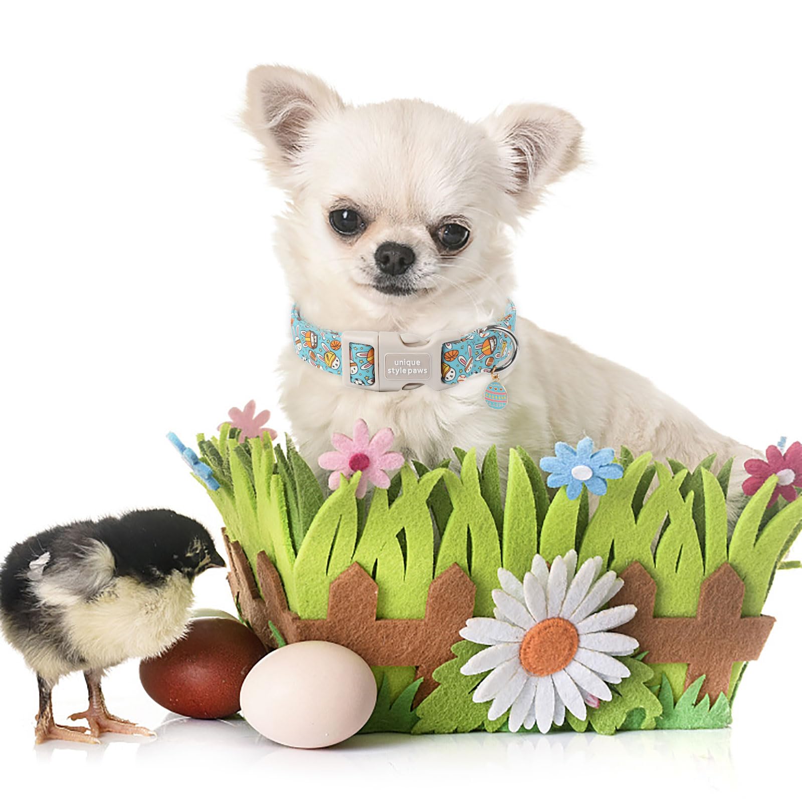 Unique Style Paws Easter Dog Collar Plastic Buckle Puppy Collar With Pendant Blue Sports Rabbit Ball Egg Puppy Collars For Small
