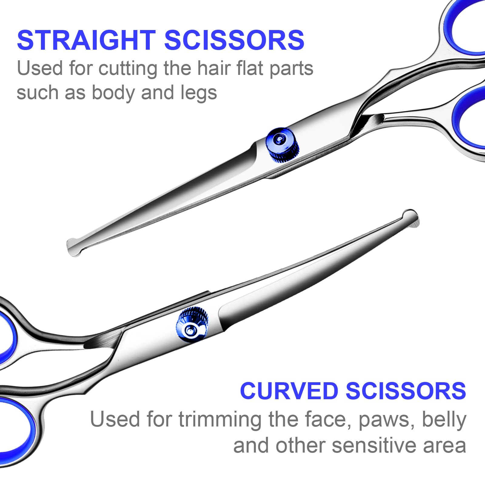 Professional 6 In1 Dog Grooming Scissors Kit, Titanium Coated Dog Scissors For Grooming, Grooming Shears Kit For Dogs Cat Pet At