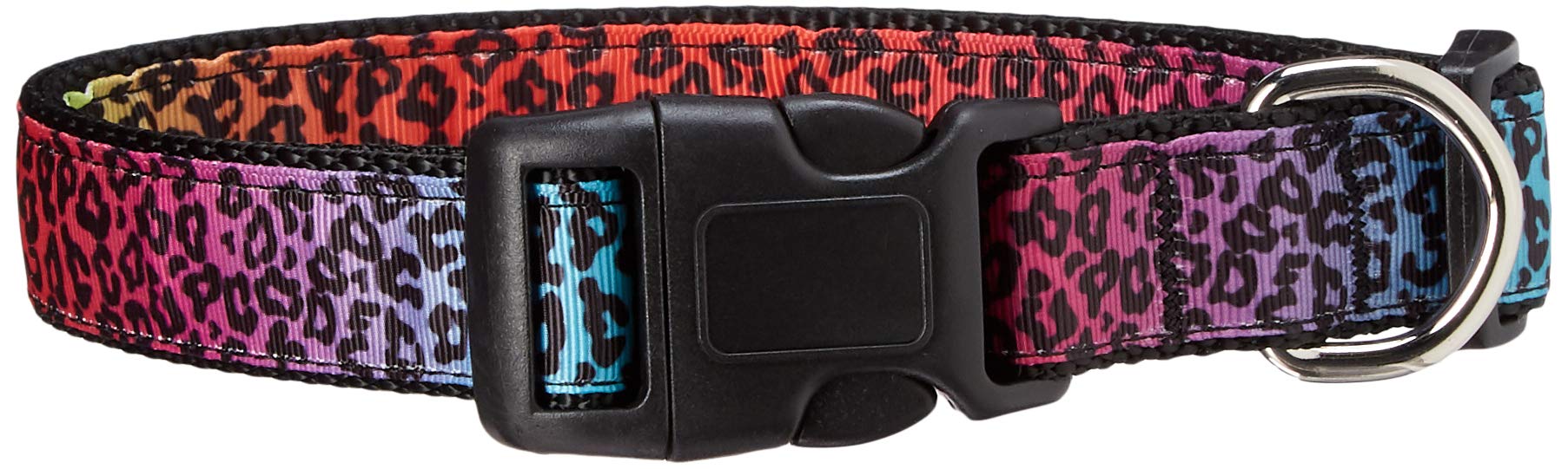 Mirage Pet Products Rainbow Leopard Nylon Ribbon Dog Collars, Large
